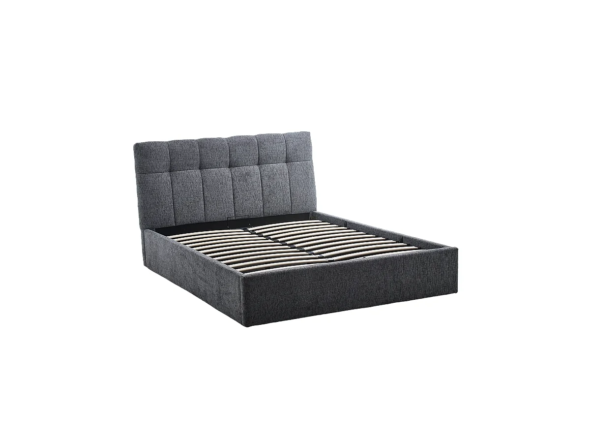 Canapé matrimonio tapizado con cabecero Winnie - Color Gris oscuro - Homekit
