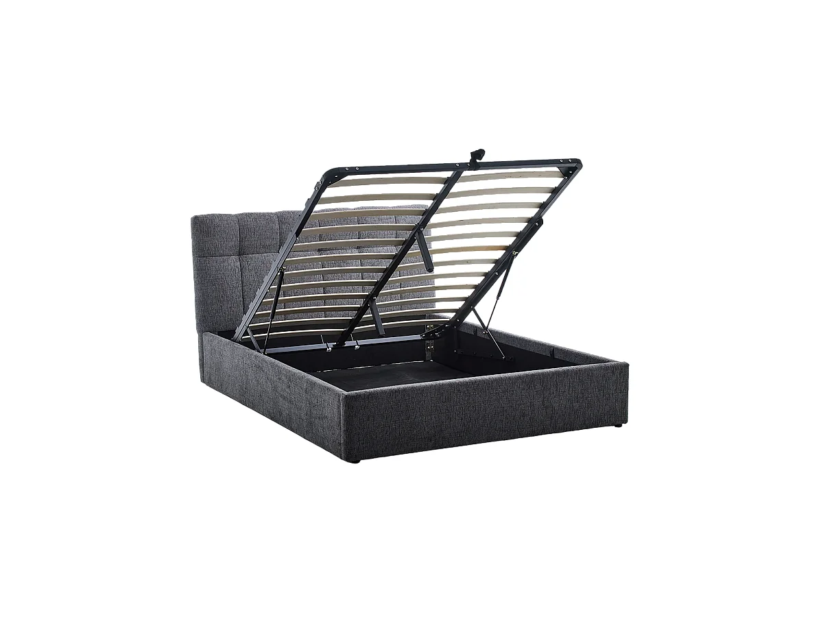 Canapé matrimonio tapizado con cabecero Winnie - Color Gris oscuro - Homekit