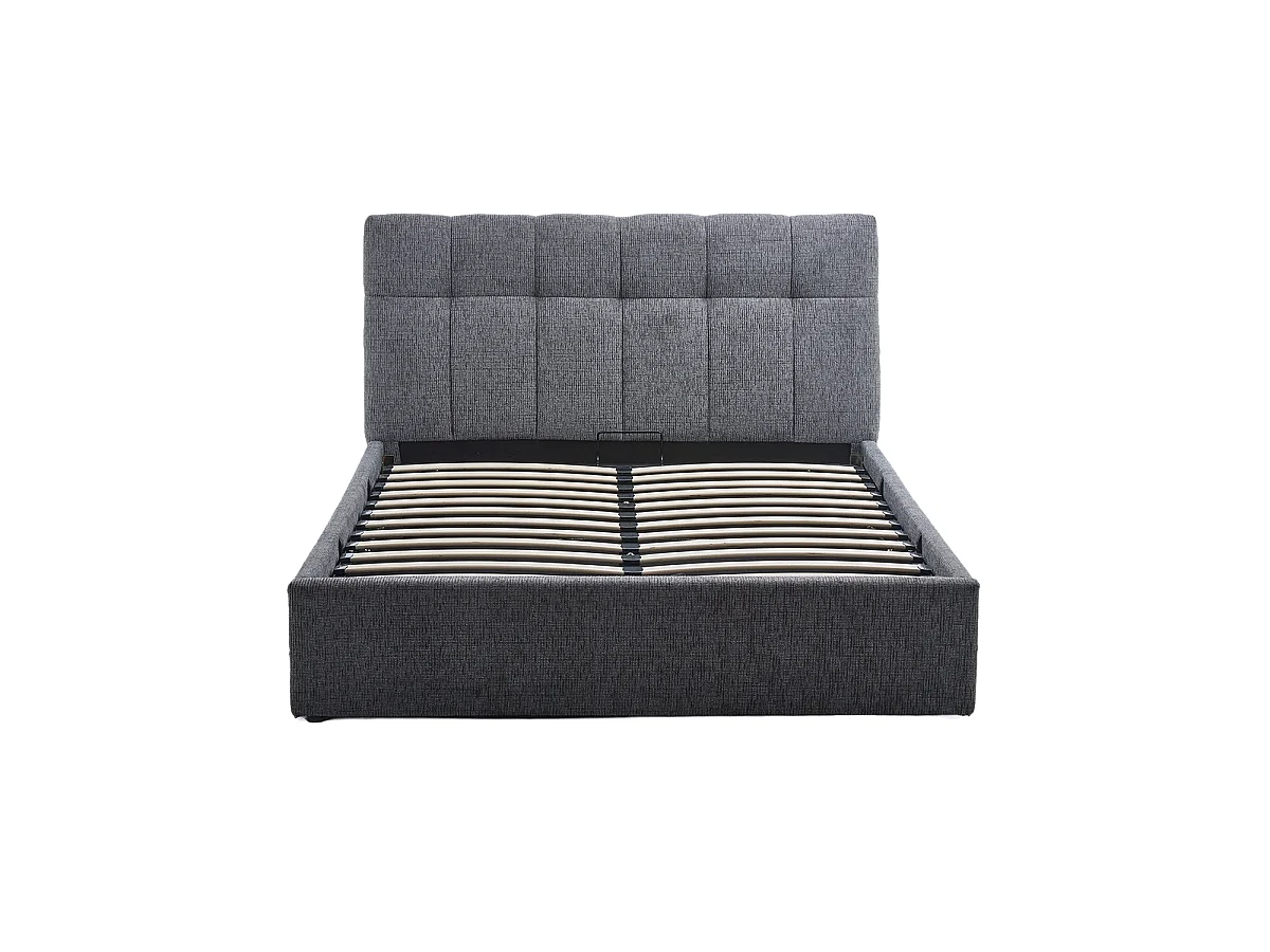 Canapé matrimonio tapizado con cabecero Winnie - Color Gris oscuro - Homekit