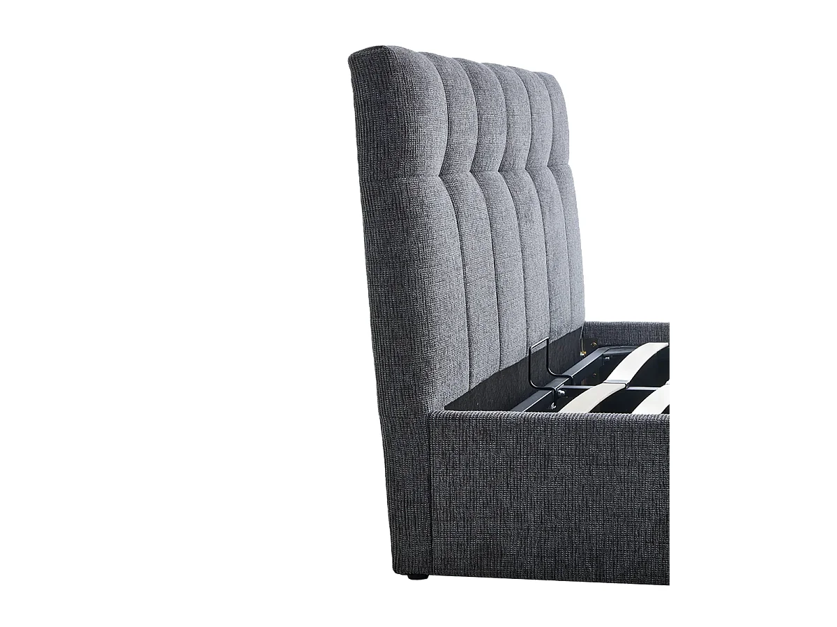 Canapé matrimonio tapizado con cabecero Winnie - Color Gris oscuro - Homekit