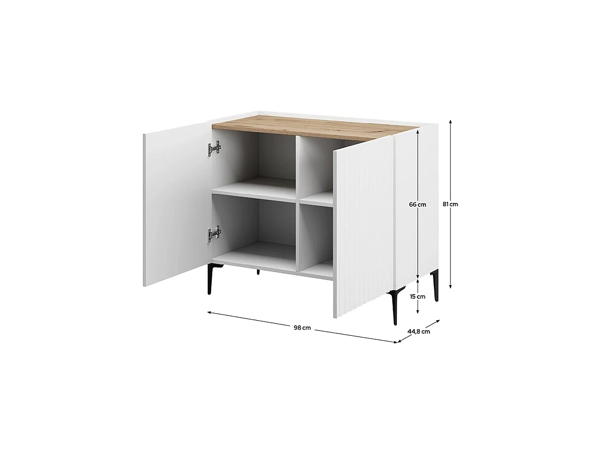 Aparador nora y 2 puertas blanco y natural y madera para salón moderno mueble auxiliar de almacenaje  - Homekit