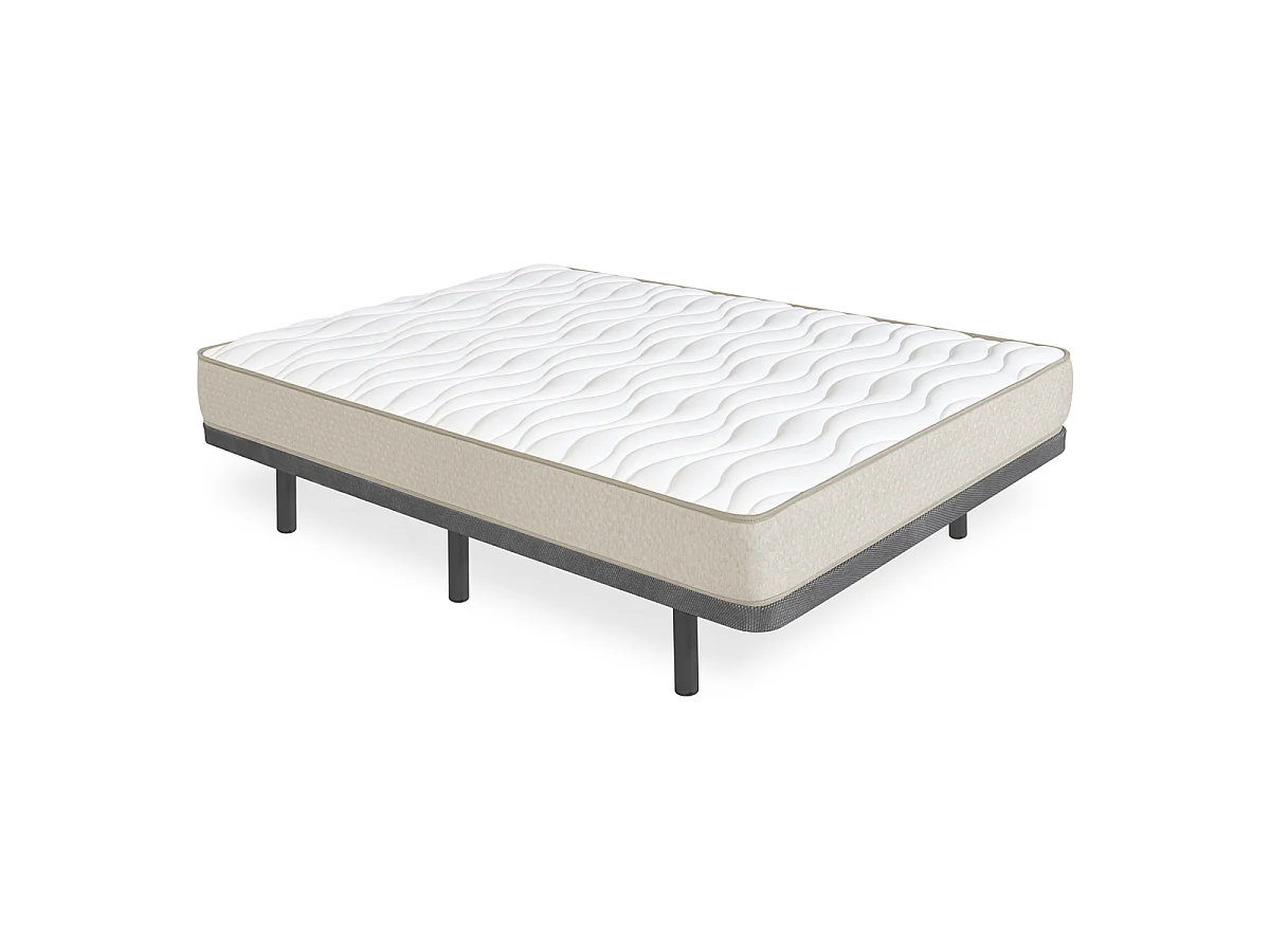 Pack Base tapizada Dollie con Colchón viscoelástico Nova Plus 150 x 190 cm | Altura 20 cm | Firmeza media alta | Tejido Transpirable y Antiacaros