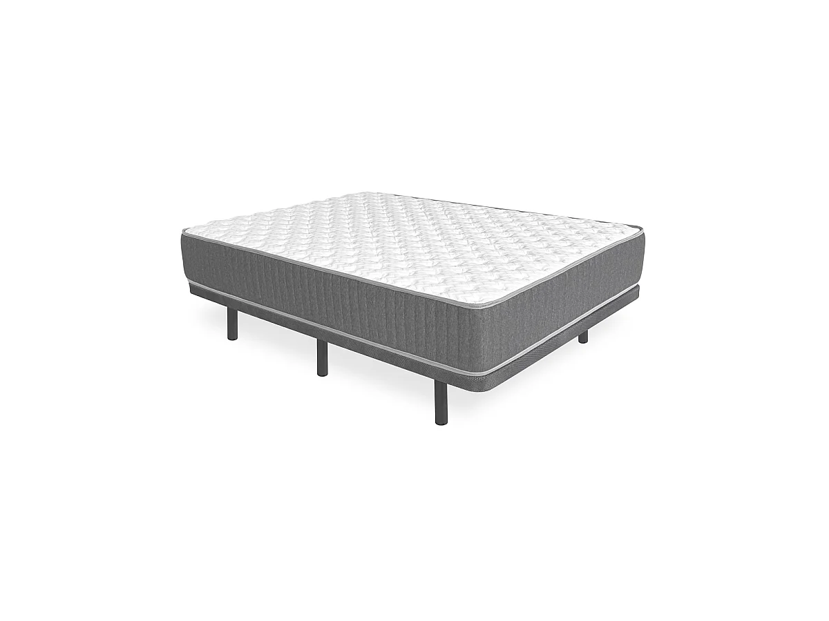 Pack Base tapizada Dollie con Colchón viscoelástico con muelles Aurea 135 x 190cm | Altura 27cm | Firmeza media alta | Tejido Transpirable