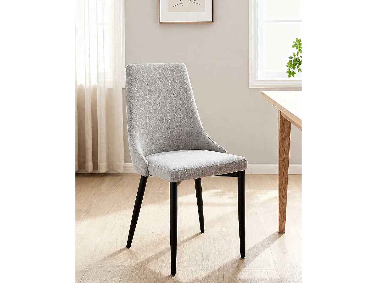 Set de 4 sillas de comedor tapizadas agnes  gris para hogar moderno mueble de almacenaje  - Homekit