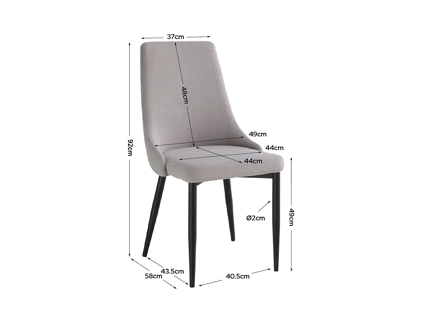 Set de 4 sillas de comedor tapizadas agnes  gris para hogar moderno mueble de almacenaje  - Homekit