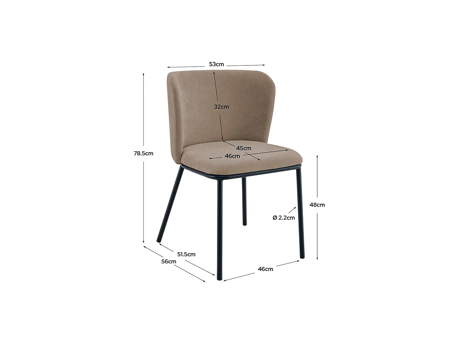 Set de 2 sillas de comedor tapizadas glenna marrón  para hogar moderno mueble de almacenaje  - Homekit