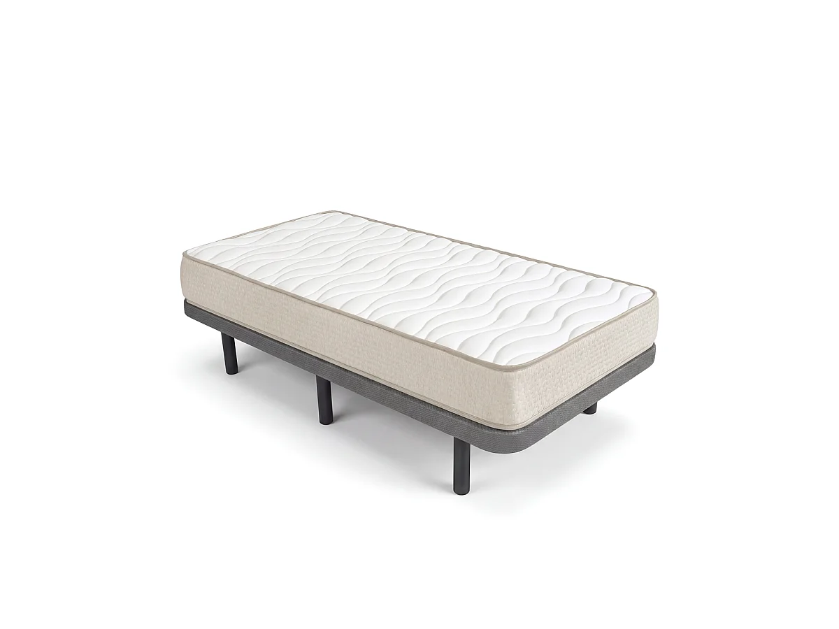 Pack Base tapizada Dollie con Colchón viscoelástico Nova Plus 90 x 190 cm | Altura 20 cm | Firmeza media alta | Tejido Transpirable y Antiacaros