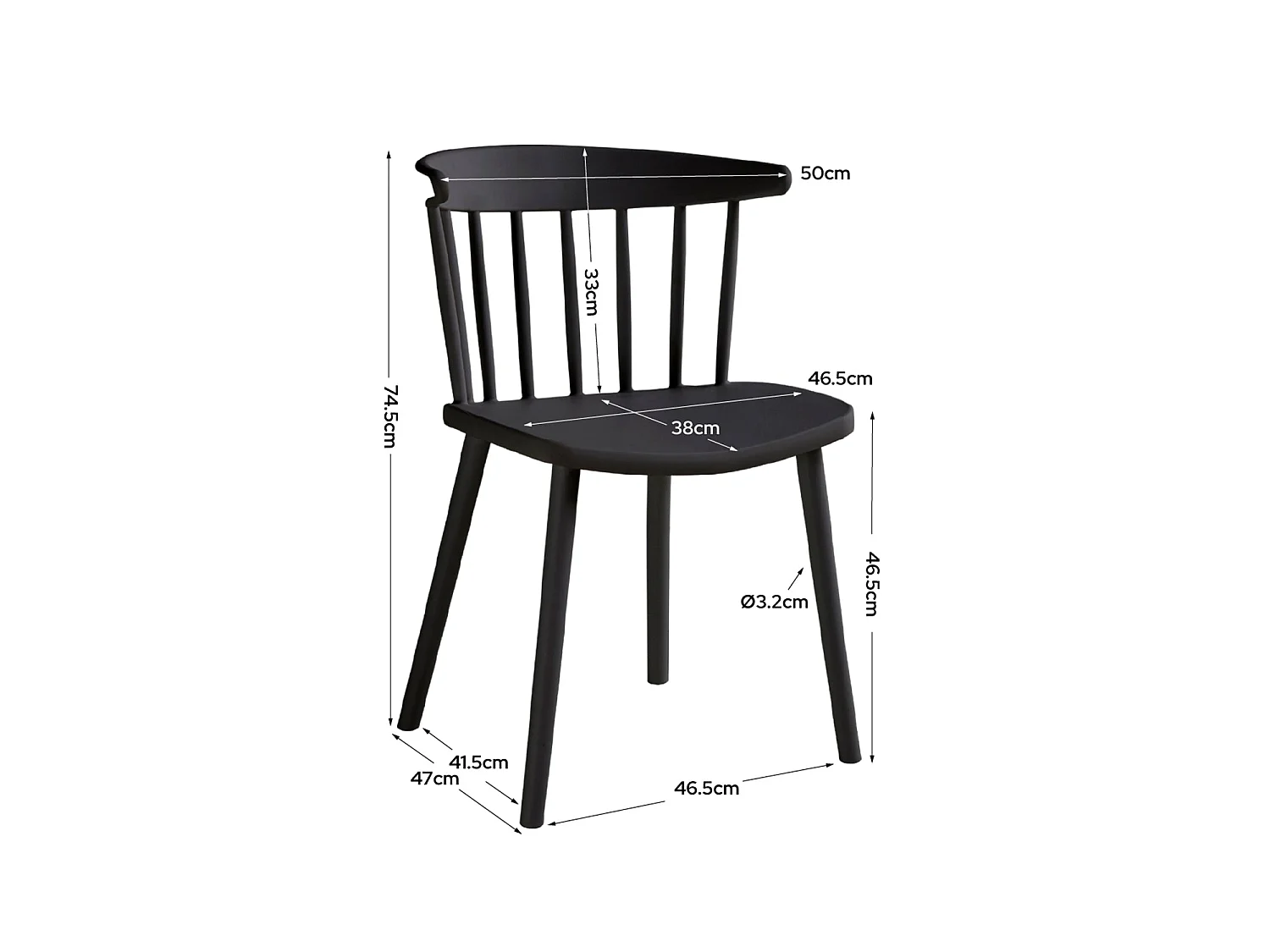 Set de 4 sillas connie  negro para hogar moderno mueble de almacenaje  - Homekit