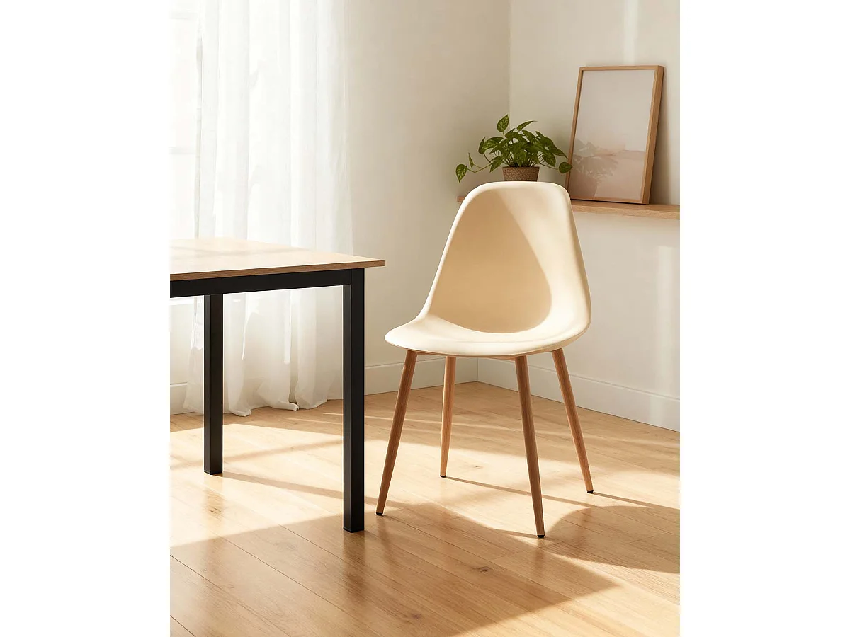 Set de 4 sillas de comedor lena  beige para hogar moderno mueble de almacenaje  - Homekit