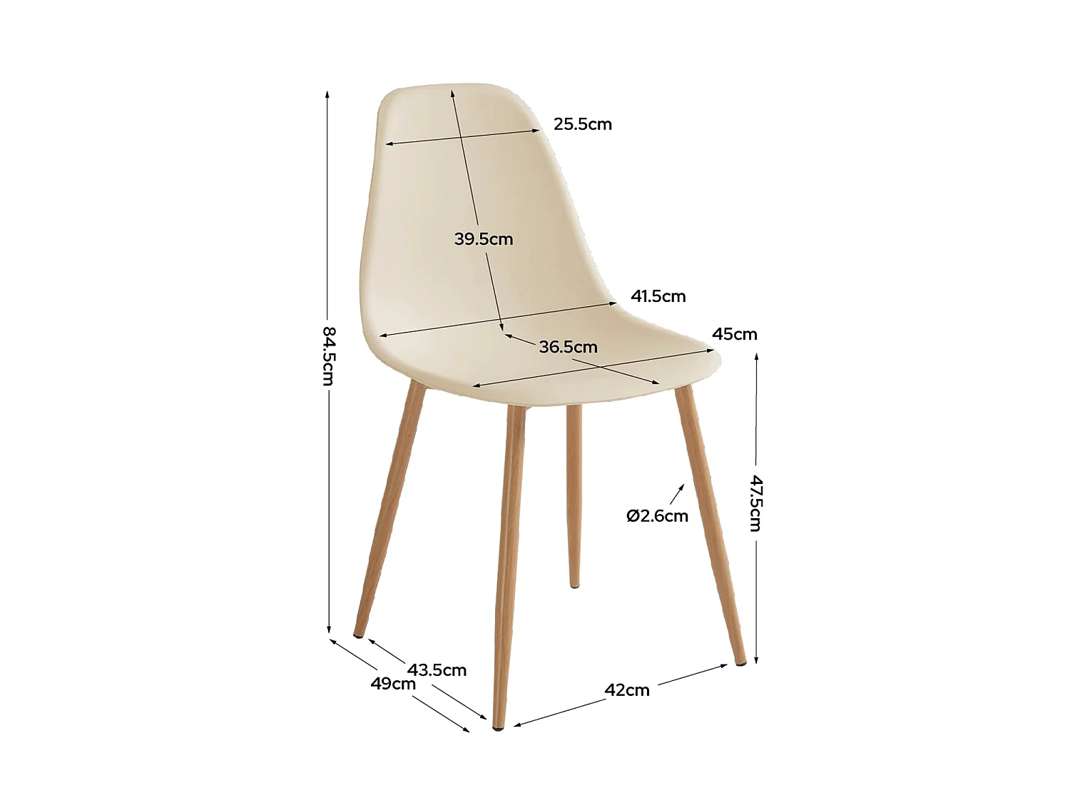 Set de 4 sillas de comedor lena  beige para hogar moderno mueble de almacenaje  - Homekit