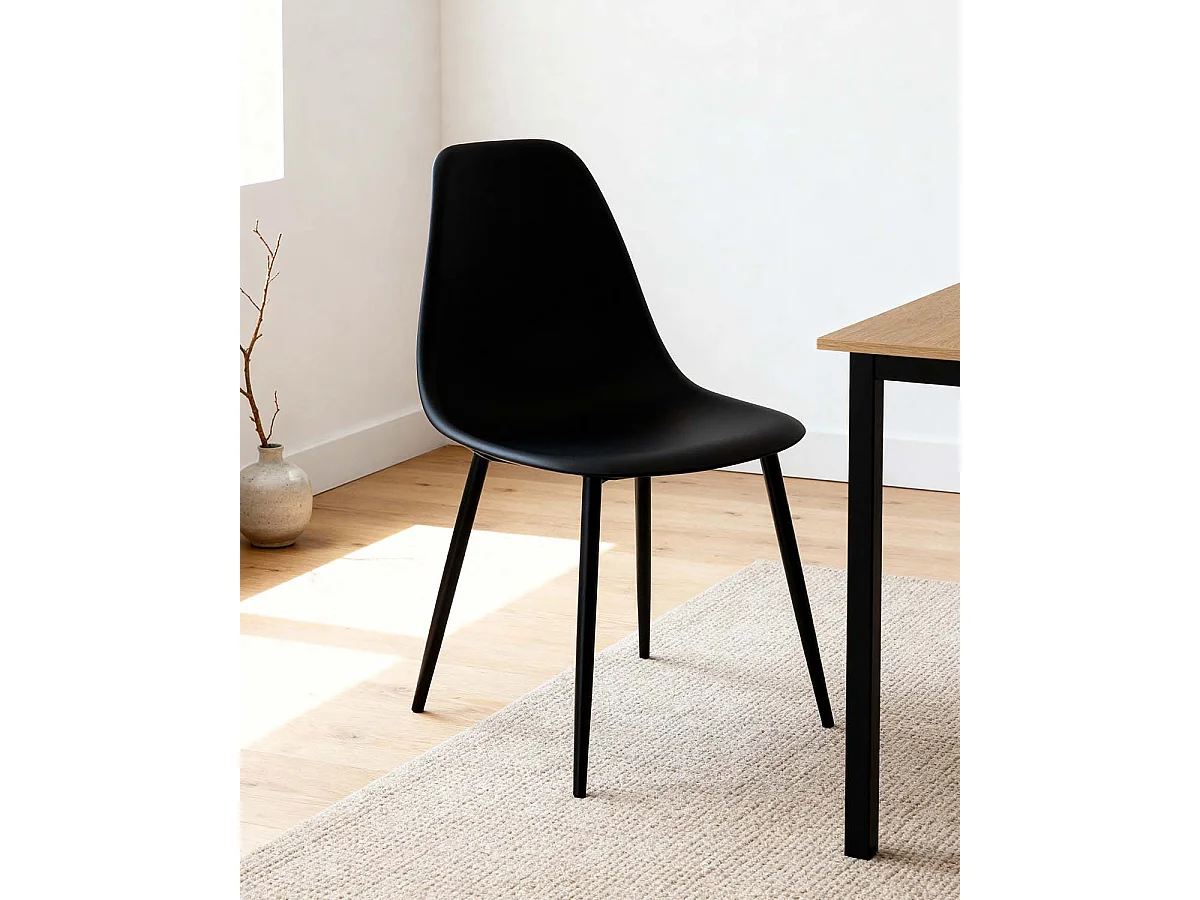 Set de 4 sillas de comedor lena  negro para hogar moderno mueble de almacenaje  - Homekit
