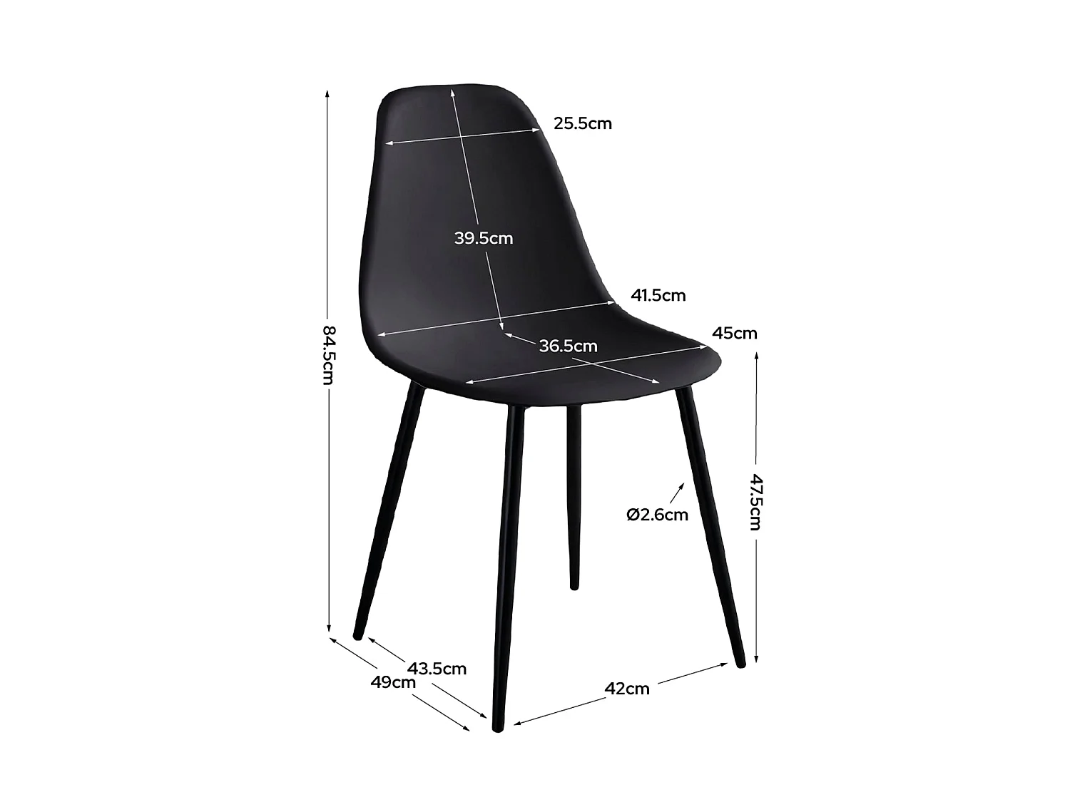Set de 4 sillas de comedor lena  negro para hogar moderno mueble de almacenaje  - Homekit