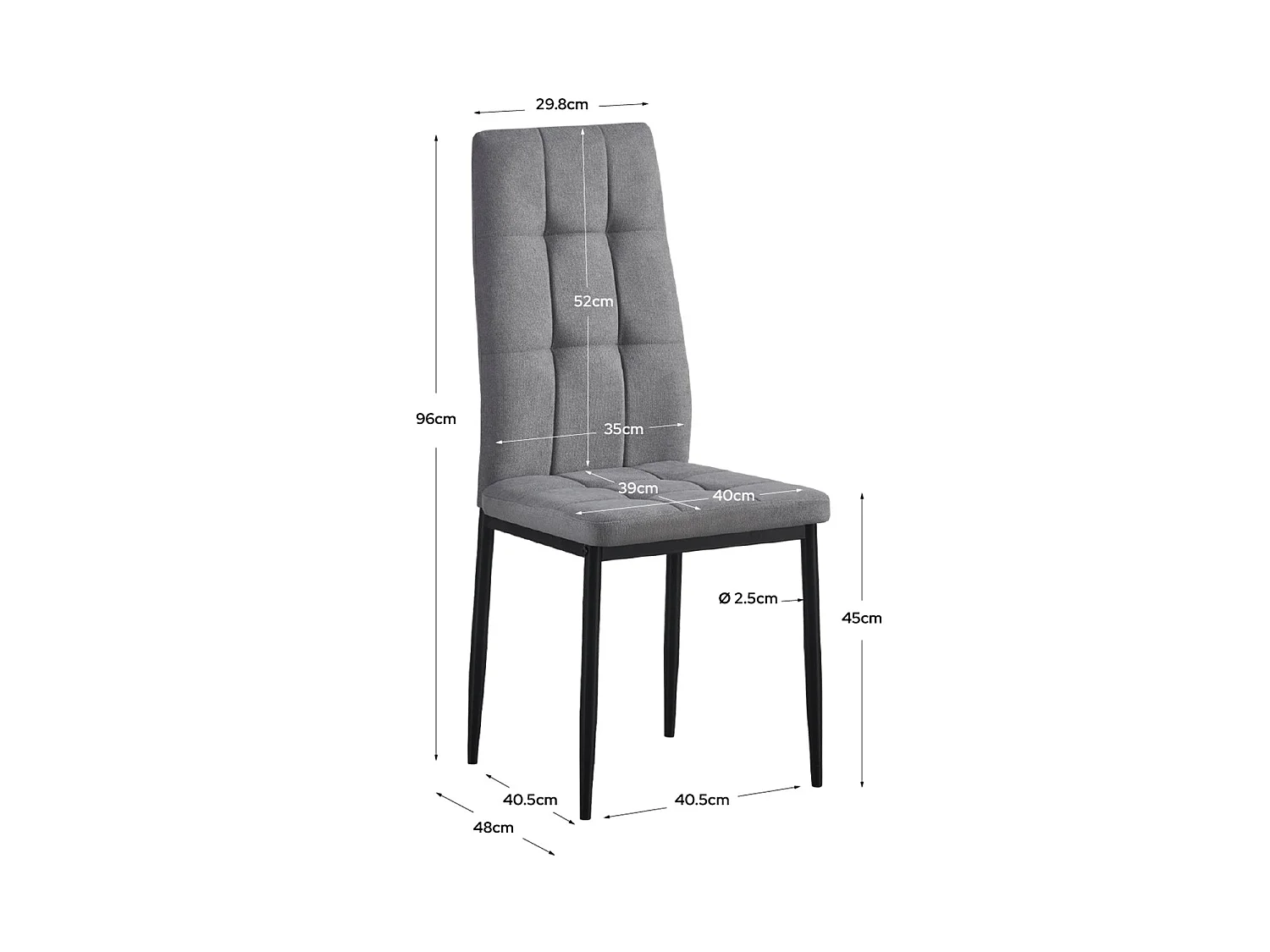 Set de 4 sillas de comedor tapizadas leonor  gris para hogar moderno mueble de almacenaje  - Homekit