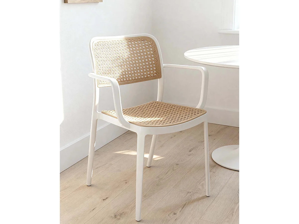 Set de 4 sillas con reposabrazos tammy  blanco para hogar moderno mueble de almacenaje  - Homekit
