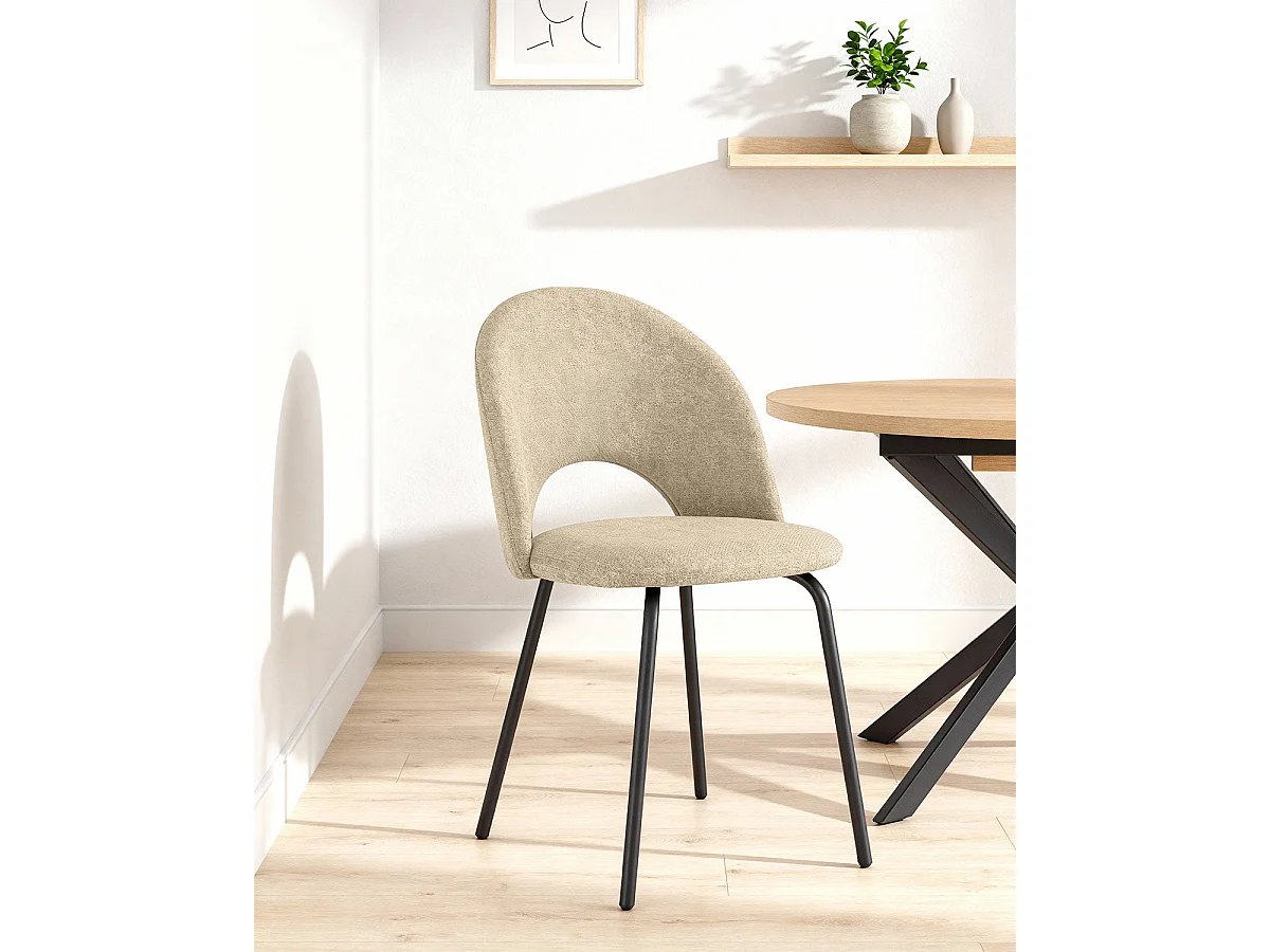 Set de 4 sillas de comedor tapizadas lupe  beige para hogar moderno mueble de almacenaje  - Homekit