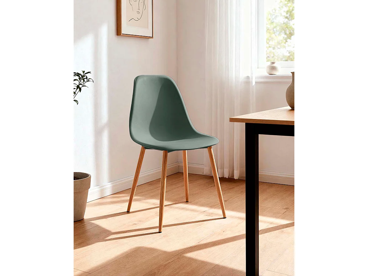 Set de 4 sillas de comedor lena verde  para hogar moderno mueble de almacenaje  - Homekit