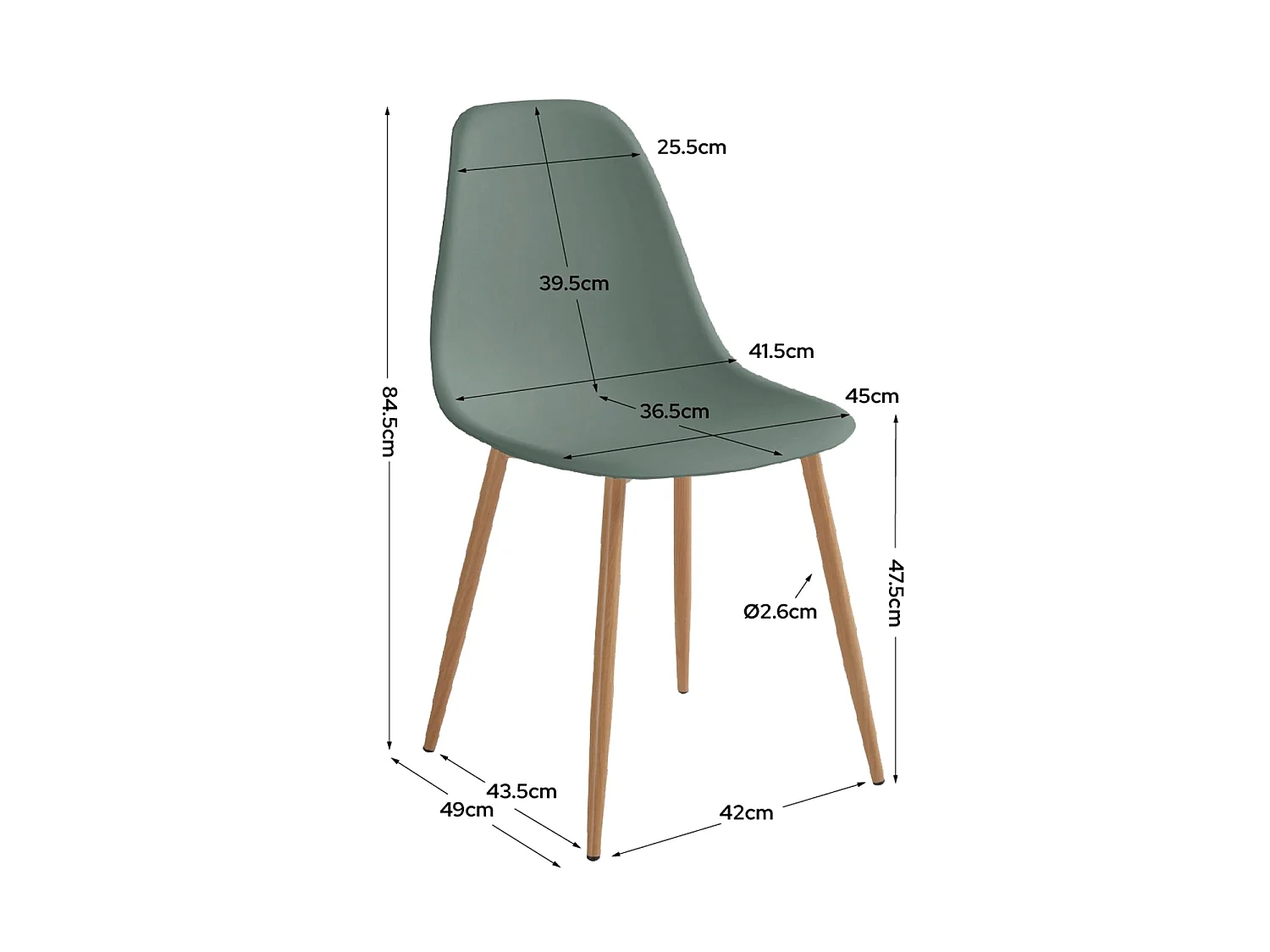 Set de 4 sillas de comedor lena verde  para hogar moderno mueble de almacenaje  - Homekit