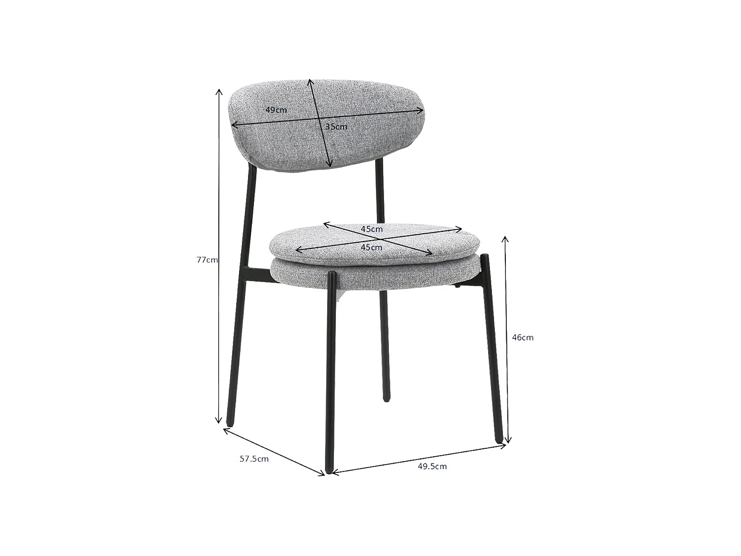 Set de 4 sillas de comedor tapizadas Faith - Color Gris - Homekit
