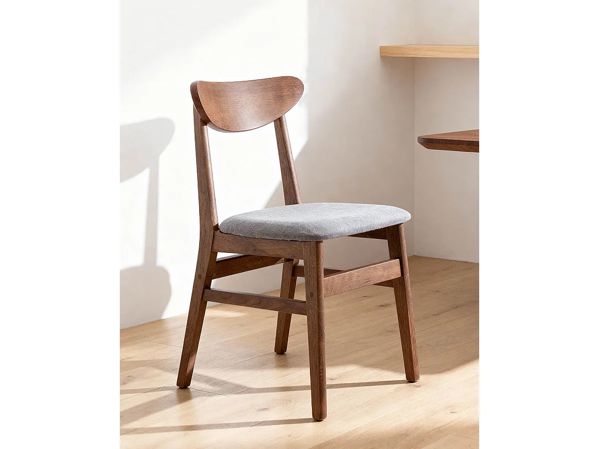 Set de 2 sillas de comedor en madera Tanya - Color Madera oscura y gris oscuro - Homekit