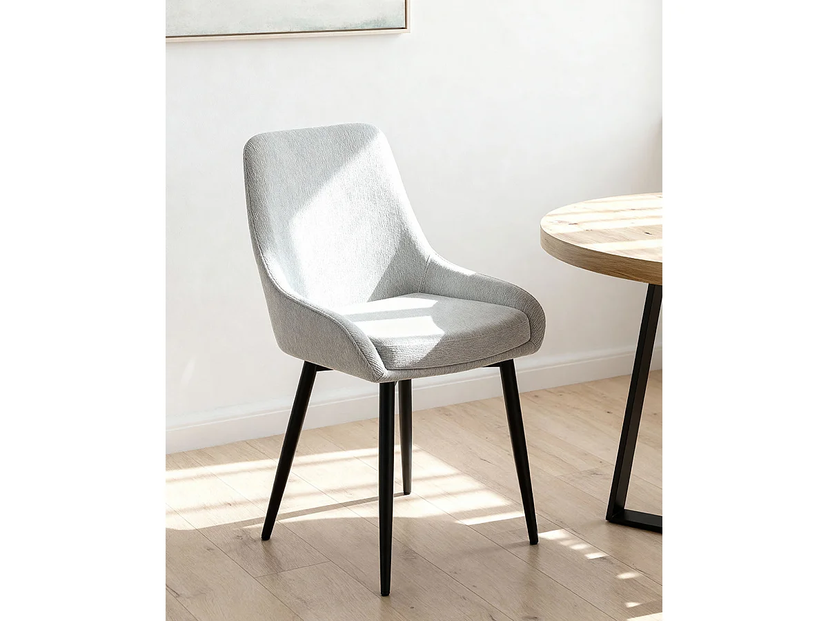 Set de 4 sillas de comedor tapizadas jackie  gris para hogar moderno mueble de almacenaje  - Homekit
