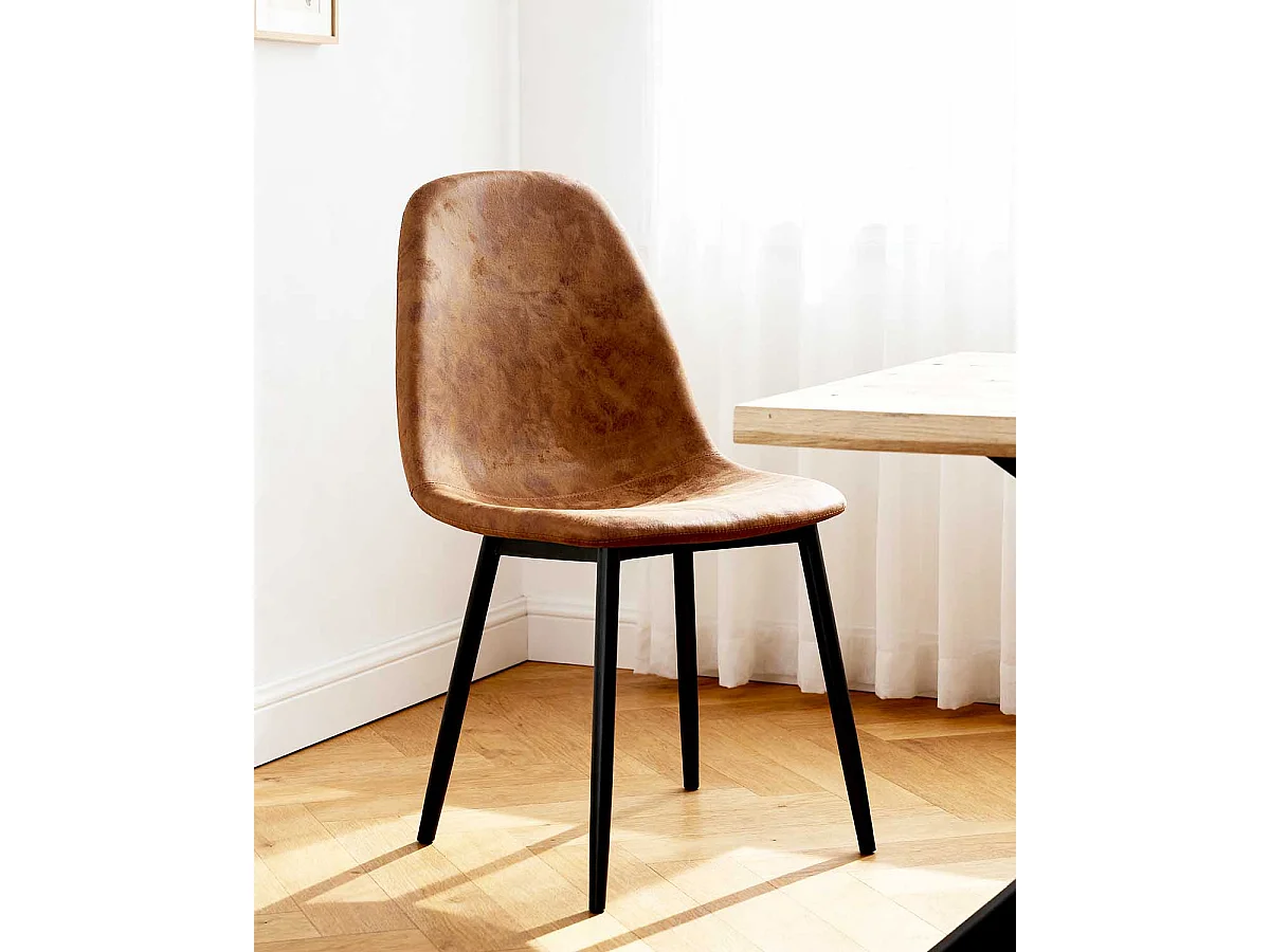 Set de 4 sillas de comedor tapizadas deana marrón  para hogar moderno mueble de almacenaje  - Homekit