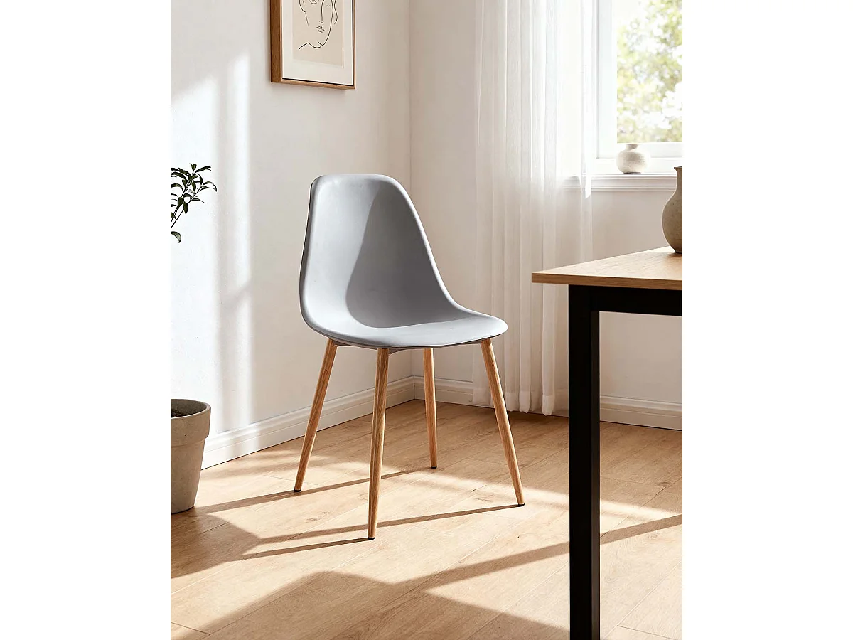 Set de 4 sillas de comedor lena  gris para hogar moderno mueble de almacenaje  - Homekit