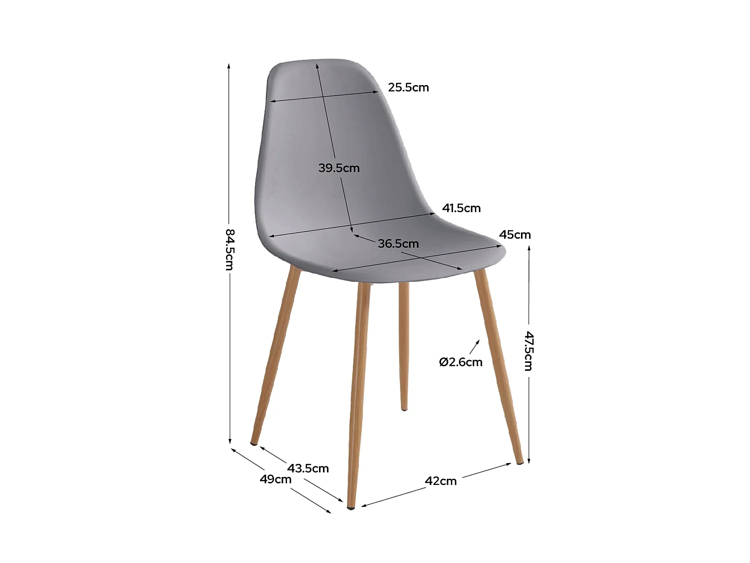 Set de 4 sillas de comedor lena  gris para hogar moderno mueble de almacenaje  - Homekit