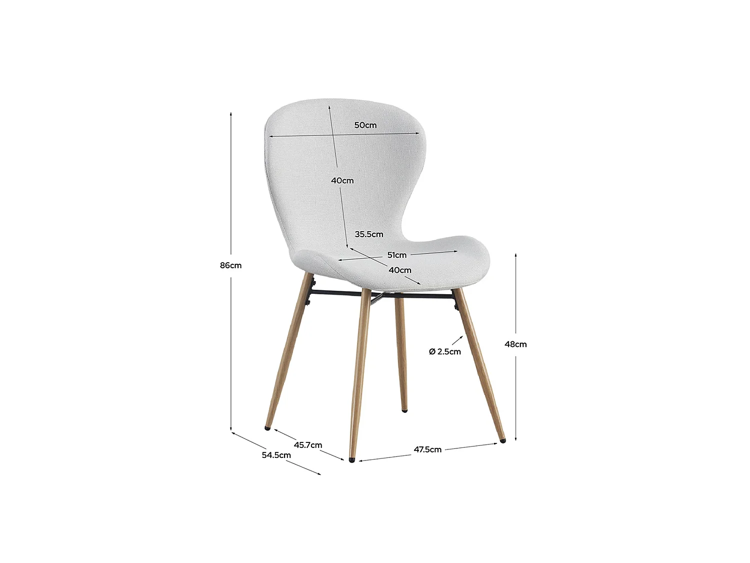 Set de 4 sillas de comedor tapizadas helene claro  gris para hogar moderno mueble de almacenaje  - Homekit