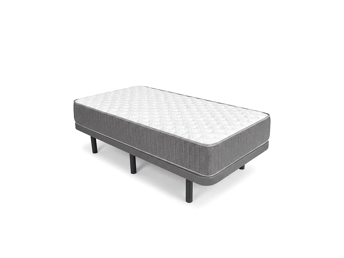 Pack Base tapizada Dollie con Colchón viscoelástico con muelles Aurea 105 x 190cm | Altura 27cm | Firmeza media alta | Tejido Transpirable