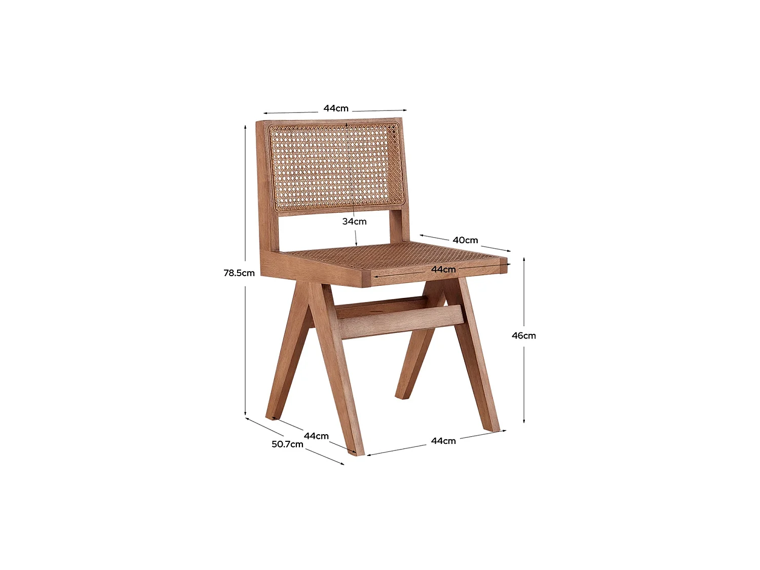 Set de 2 sillas de comedor en ratán alana oscura  madera para hogar moderno mueble de almacenaje  - Homekit