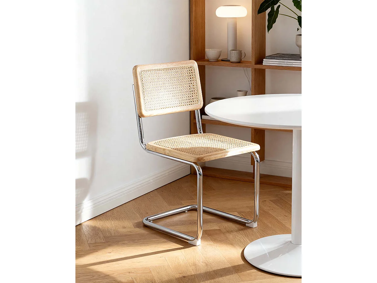 Set de 4 sillas de comedor en ratán karyn  natural y madera para hogar moderno mueble de almacenaje  - Homekit