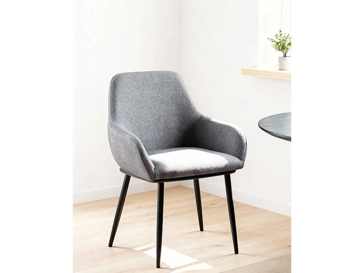 Set de 2 sillas de comedor tapizadas verna  gris para hogar moderno mueble de almacenaje  - Homekit