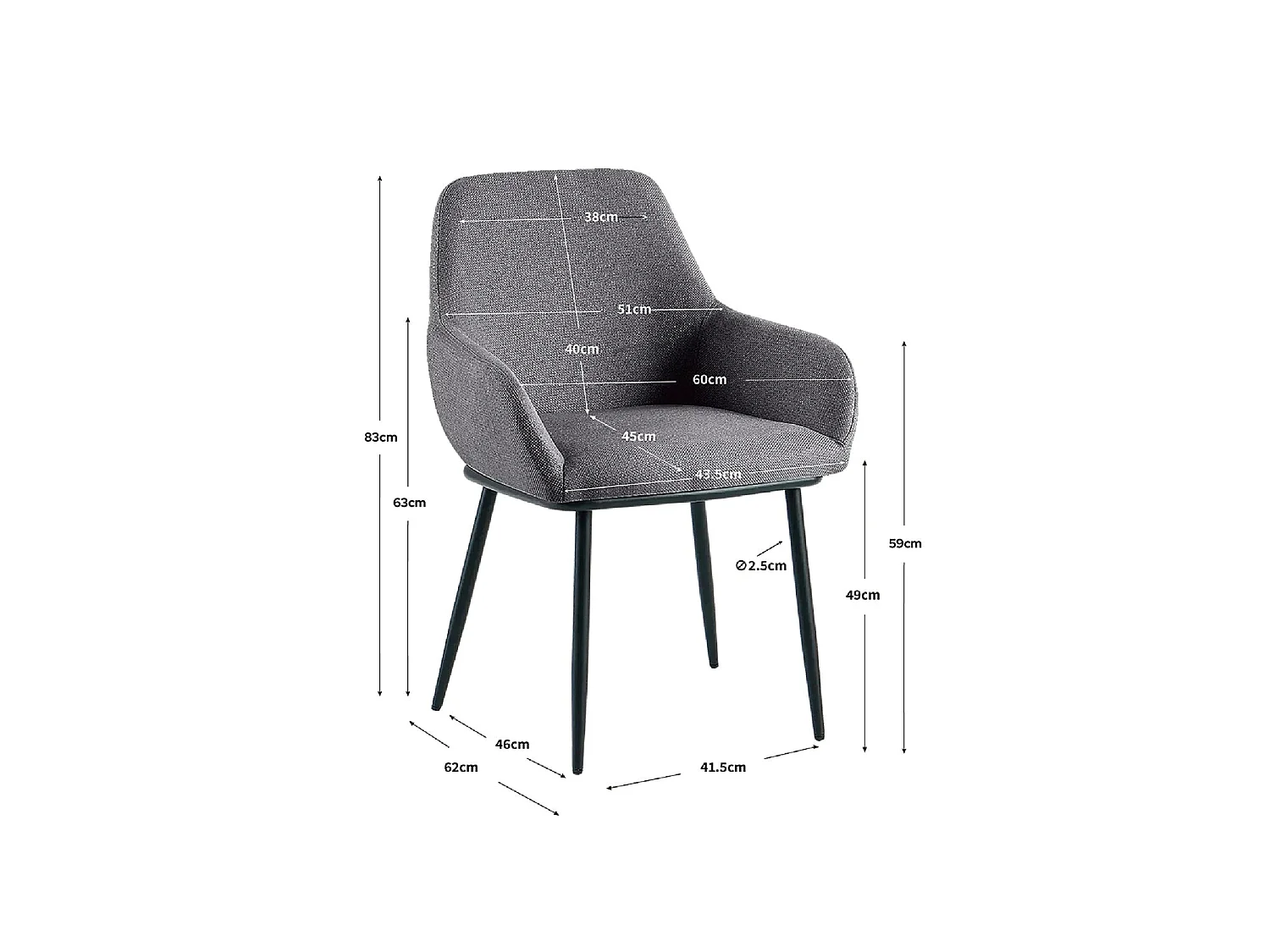 Set de 2 sillas de comedor tapizadas verna  gris para hogar moderno mueble de almacenaje  - Homekit