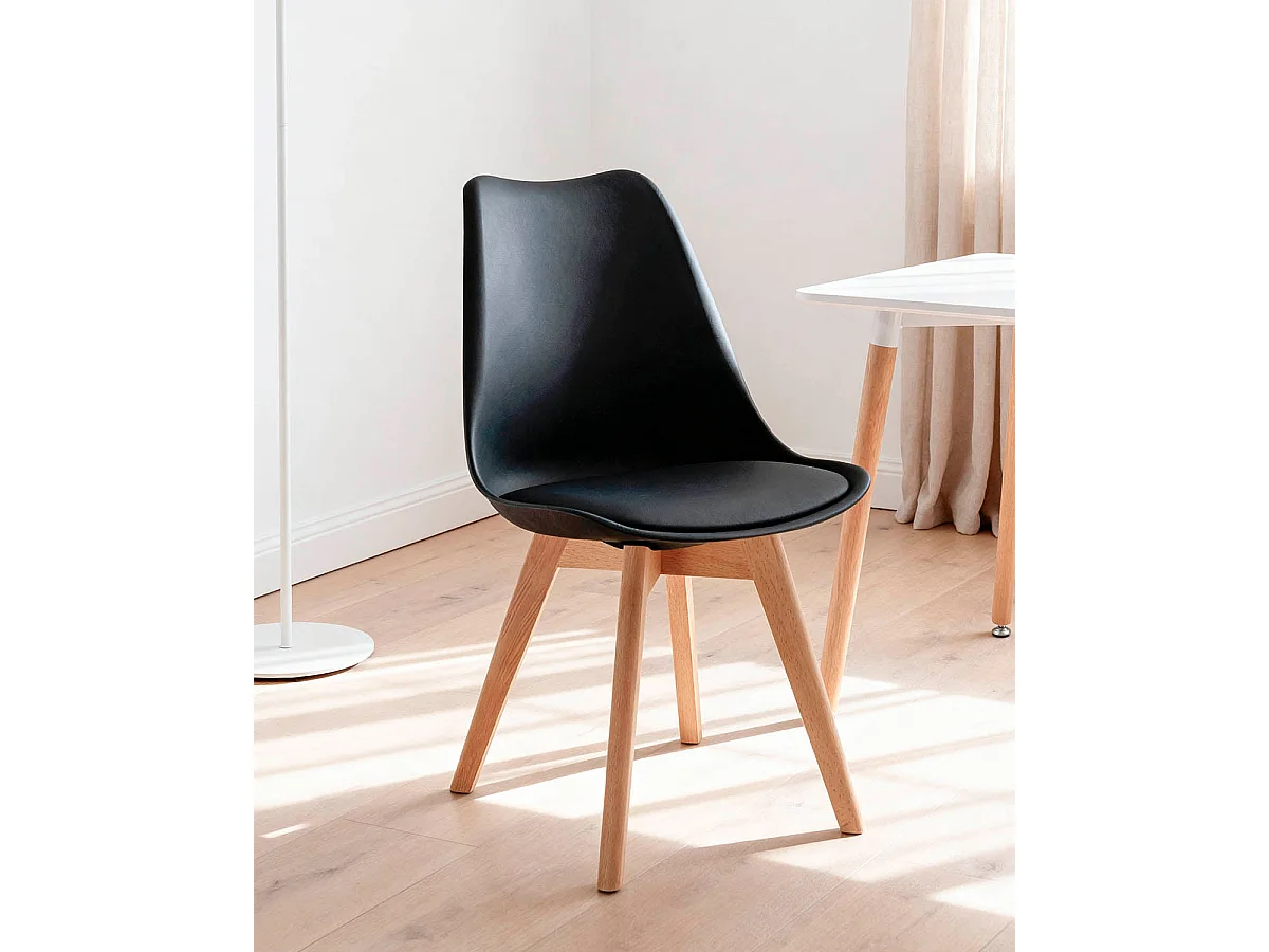 Set de 4 sillas de comedor mavis  negro para hogar moderno mueble de almacenaje  - Homekit