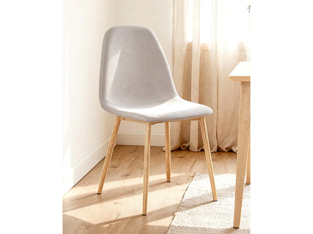 Set de 4 sillas de comedor tapizadas deana  beige para hogar moderno mueble de almacenaje  - Homekit