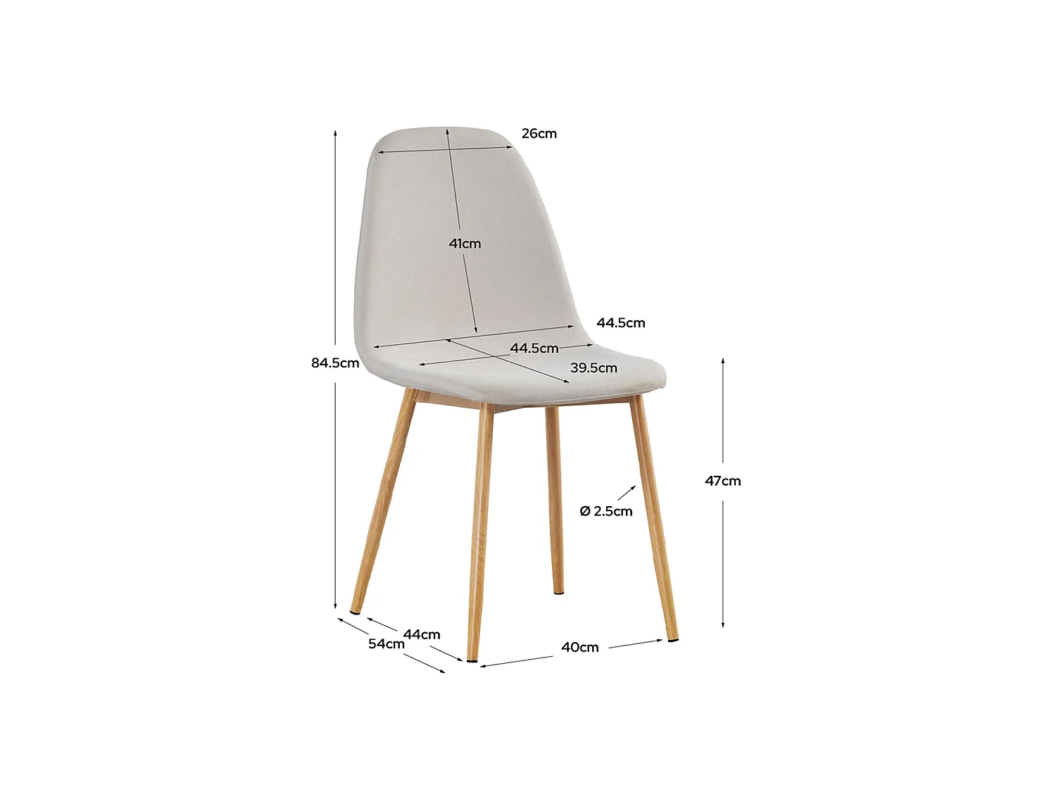 Set de 4 sillas de comedor tapizadas deana  beige para hogar moderno mueble de almacenaje  - Homekit