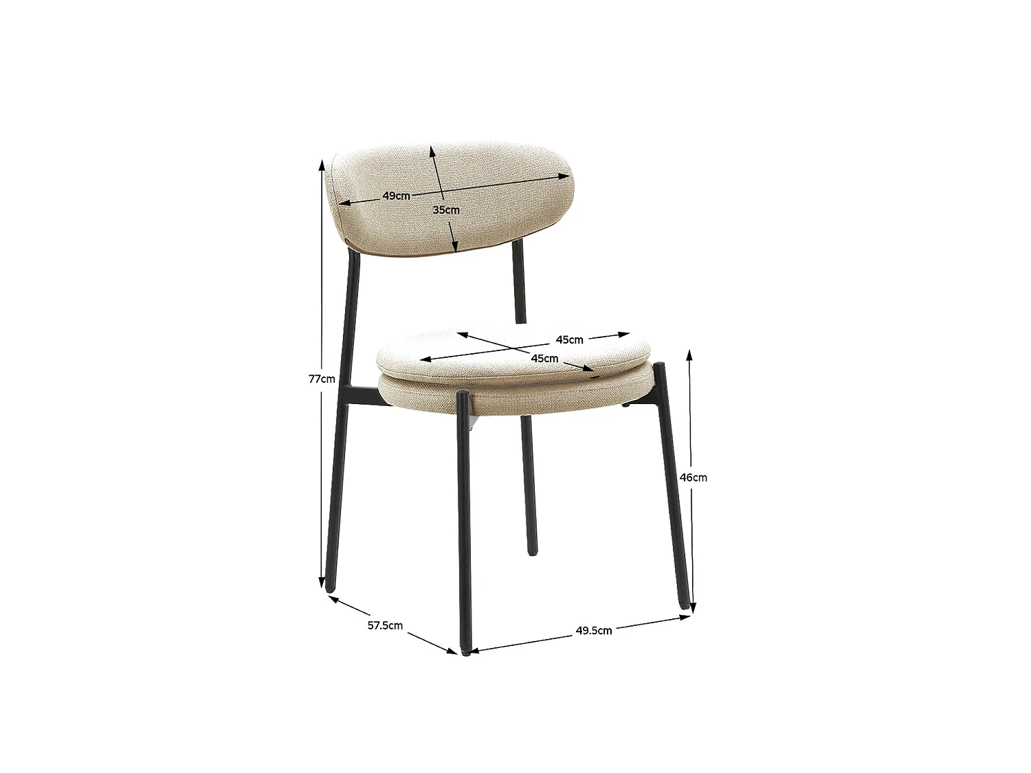 Set de 4 sillas de comedor tapizadas Faith - Color Beige - Homekit