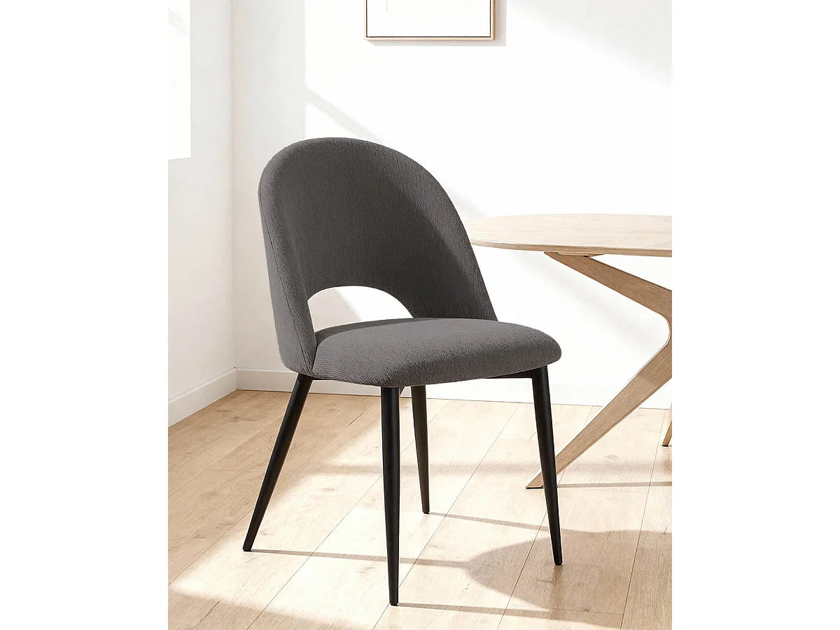 Set de 4 sillas de comedor tapizadas hollie oscuro  gris para hogar moderno mueble de almacenaje  - Homekit