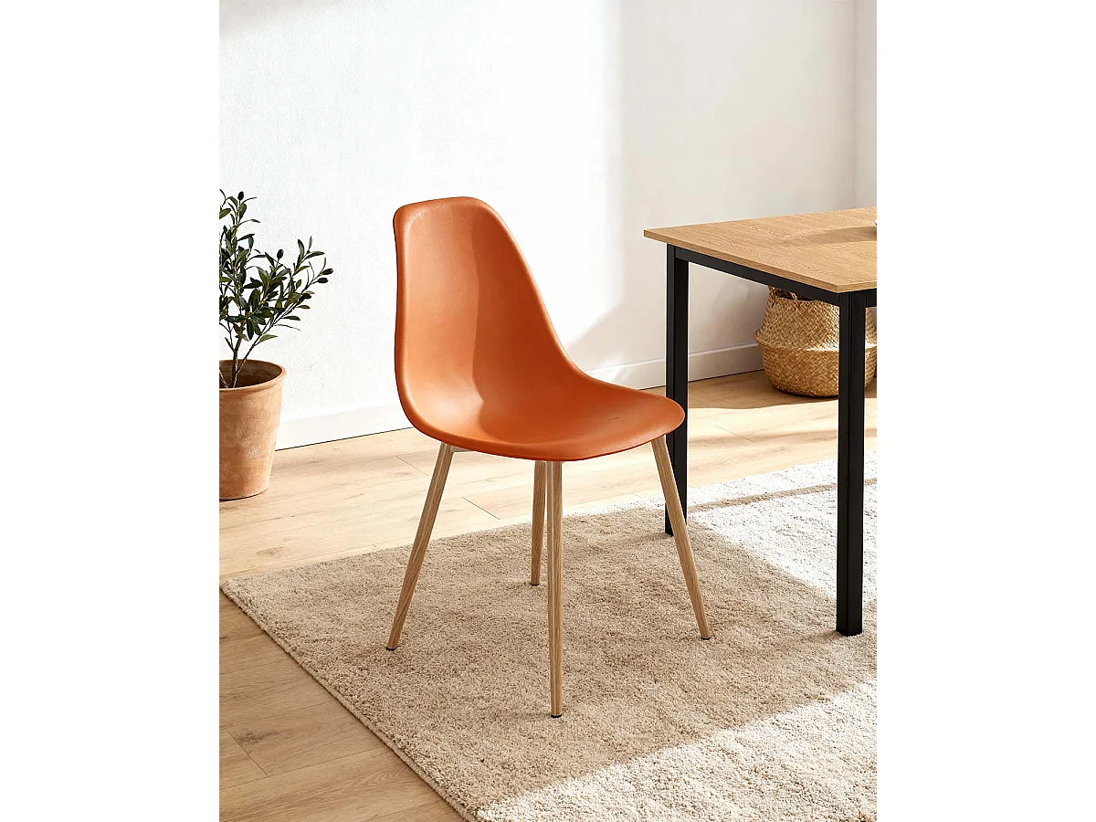 Set de 4 sillas de comedor lena terracota  para hogar moderno mueble de almacenaje  - Homekit