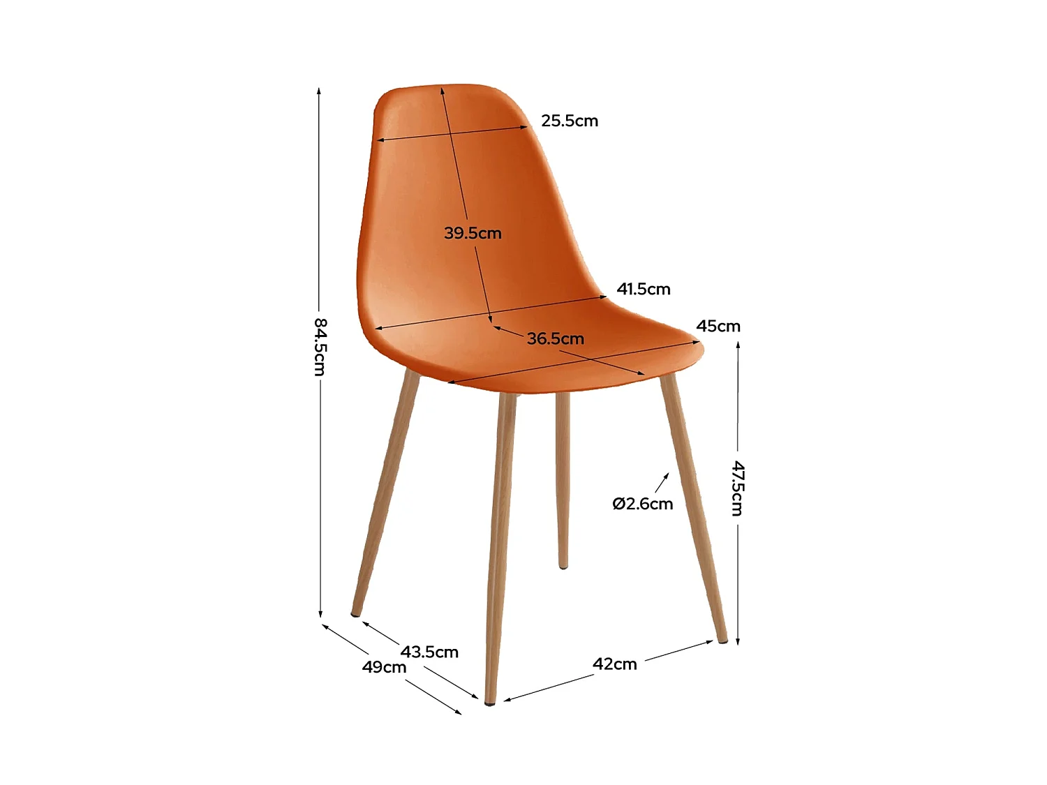 Set de 4 sillas de comedor lena terracota  para hogar moderno mueble de almacenaje  - Homekit