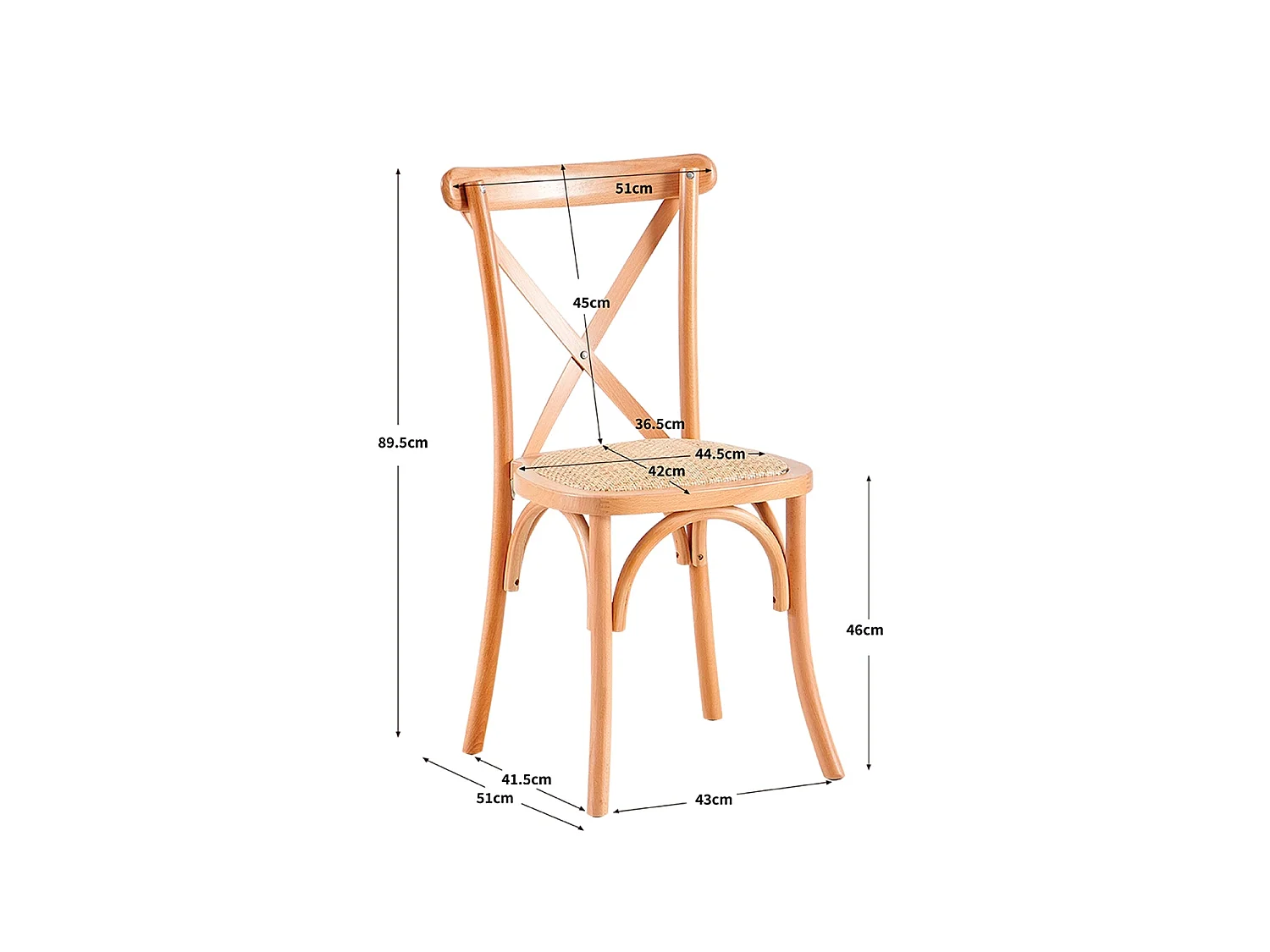 Set de 2 sillas de comedor en cruz  natural y madera para hogar moderno mueble de almacenaje  - Homekit