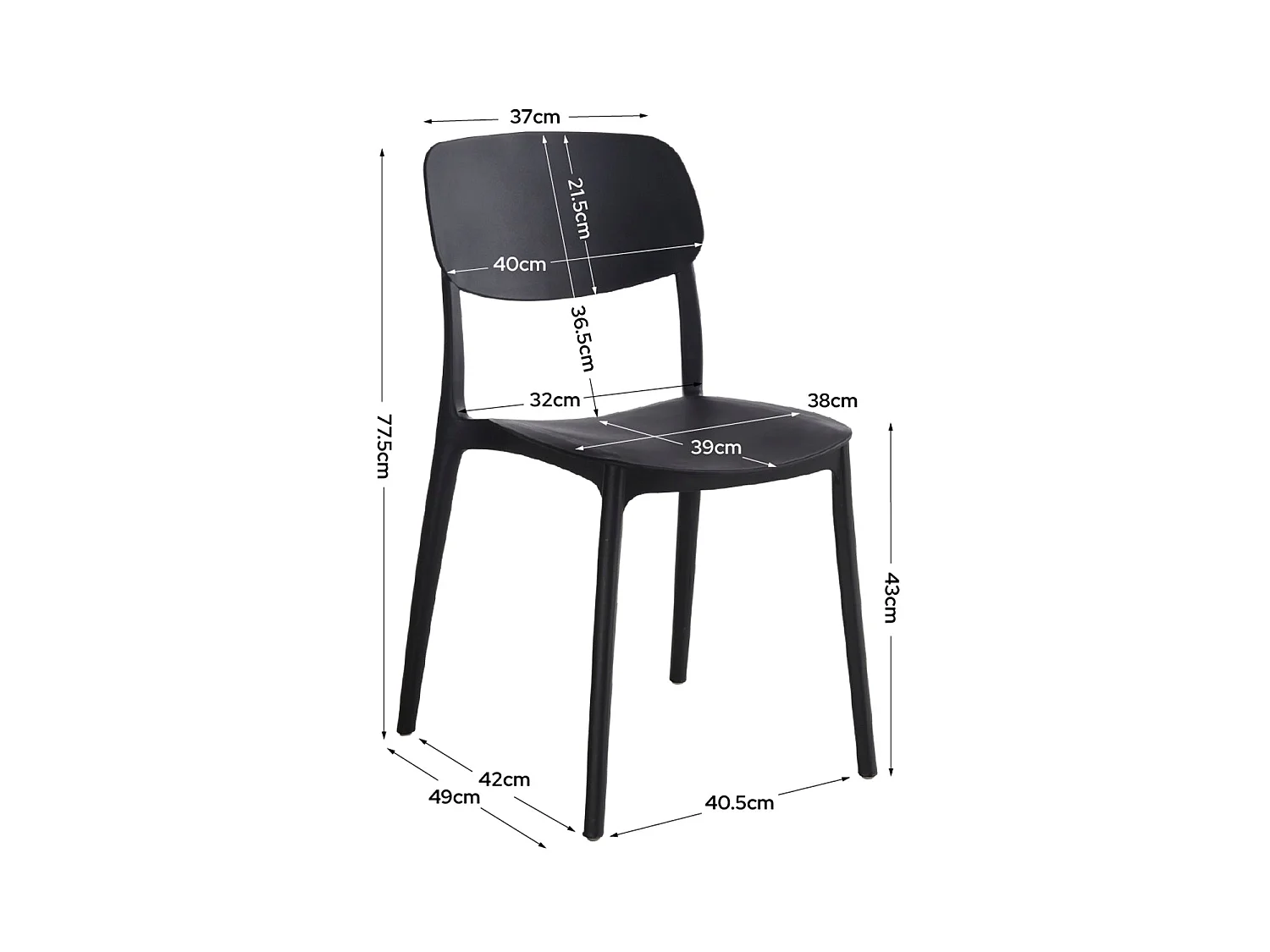 Set de 4 sillas dixie  negro para hogar moderno mueble de almacenaje  - Homekit