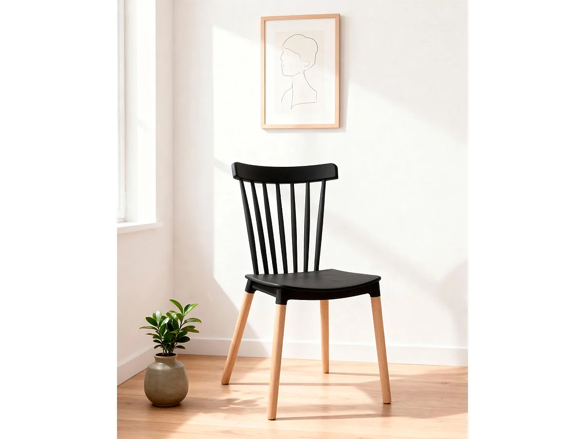 Set de 4 sillas de comedor kaye  negro para hogar moderno mueble de almacenaje  - Homekit