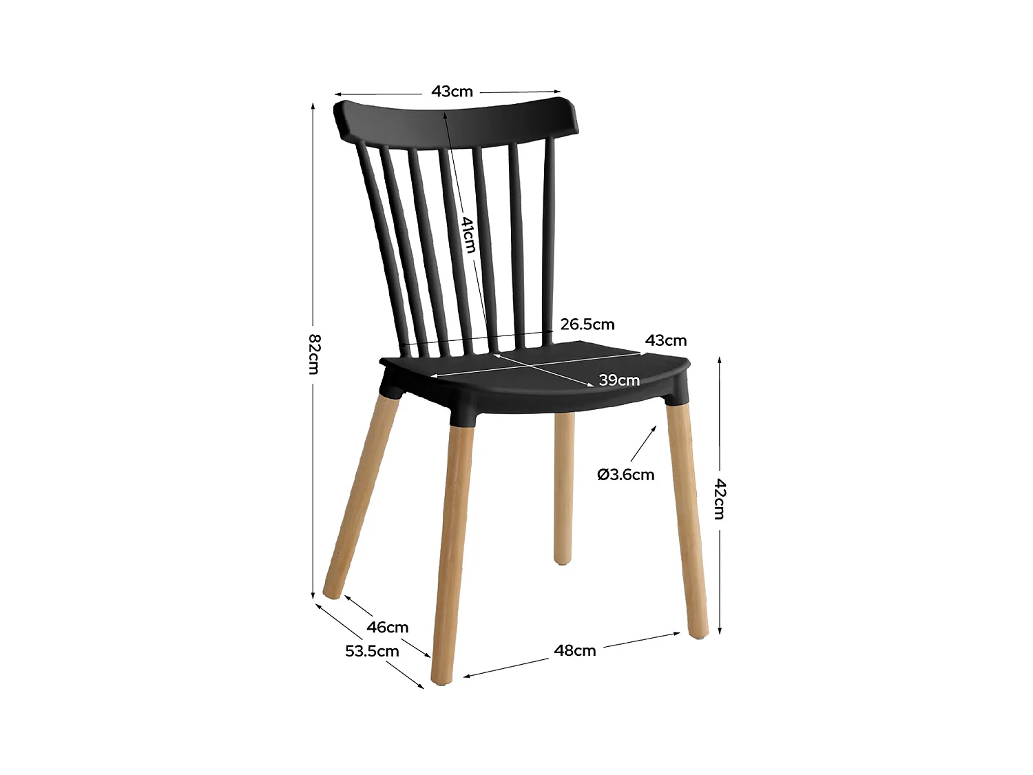 Set de 4 sillas de comedor kaye  negro para hogar moderno mueble de almacenaje  - Homekit