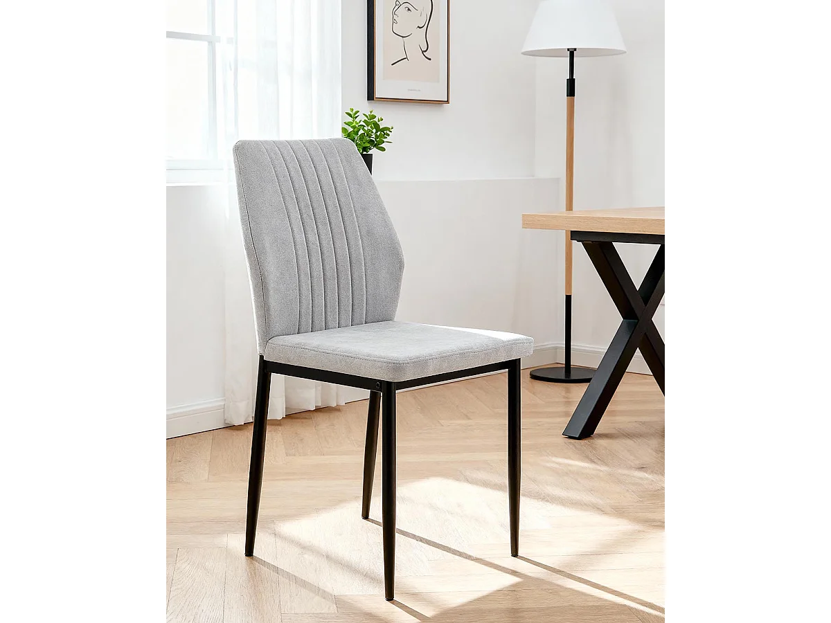 Set de 4 sillas de comedor tapizadas manuela  gris para hogar moderno mueble de almacenaje  - Homekit