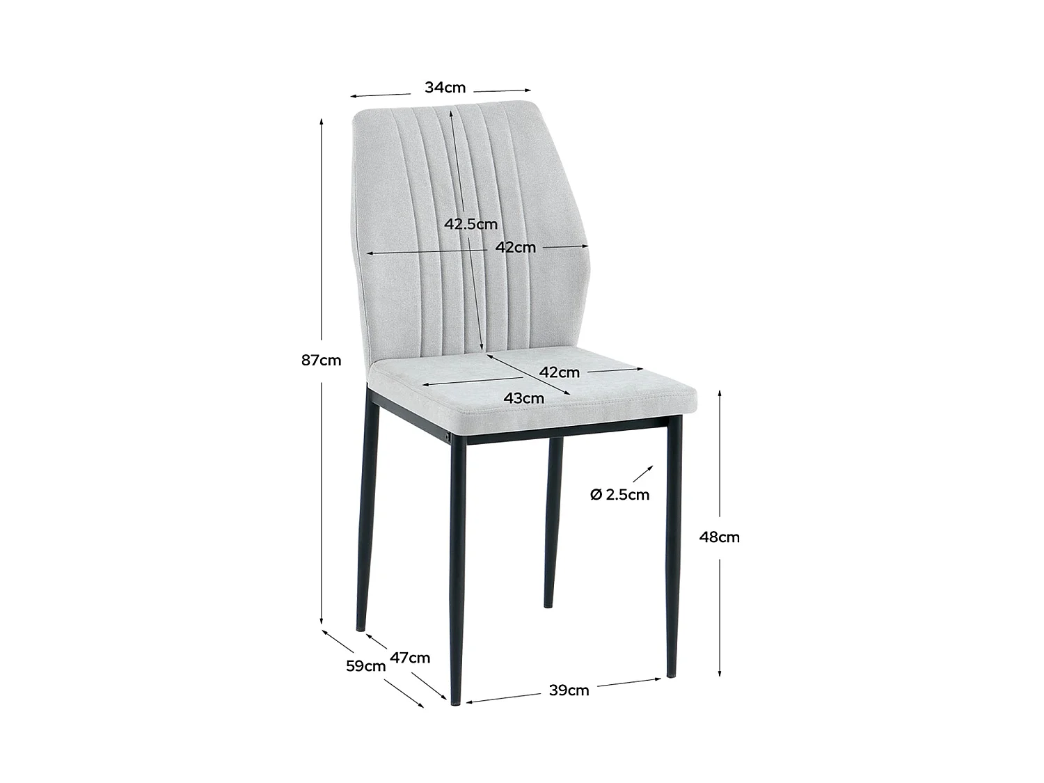 Set de 4 sillas de comedor tapizadas manuela  gris para hogar moderno mueble de almacenaje  - Homekit