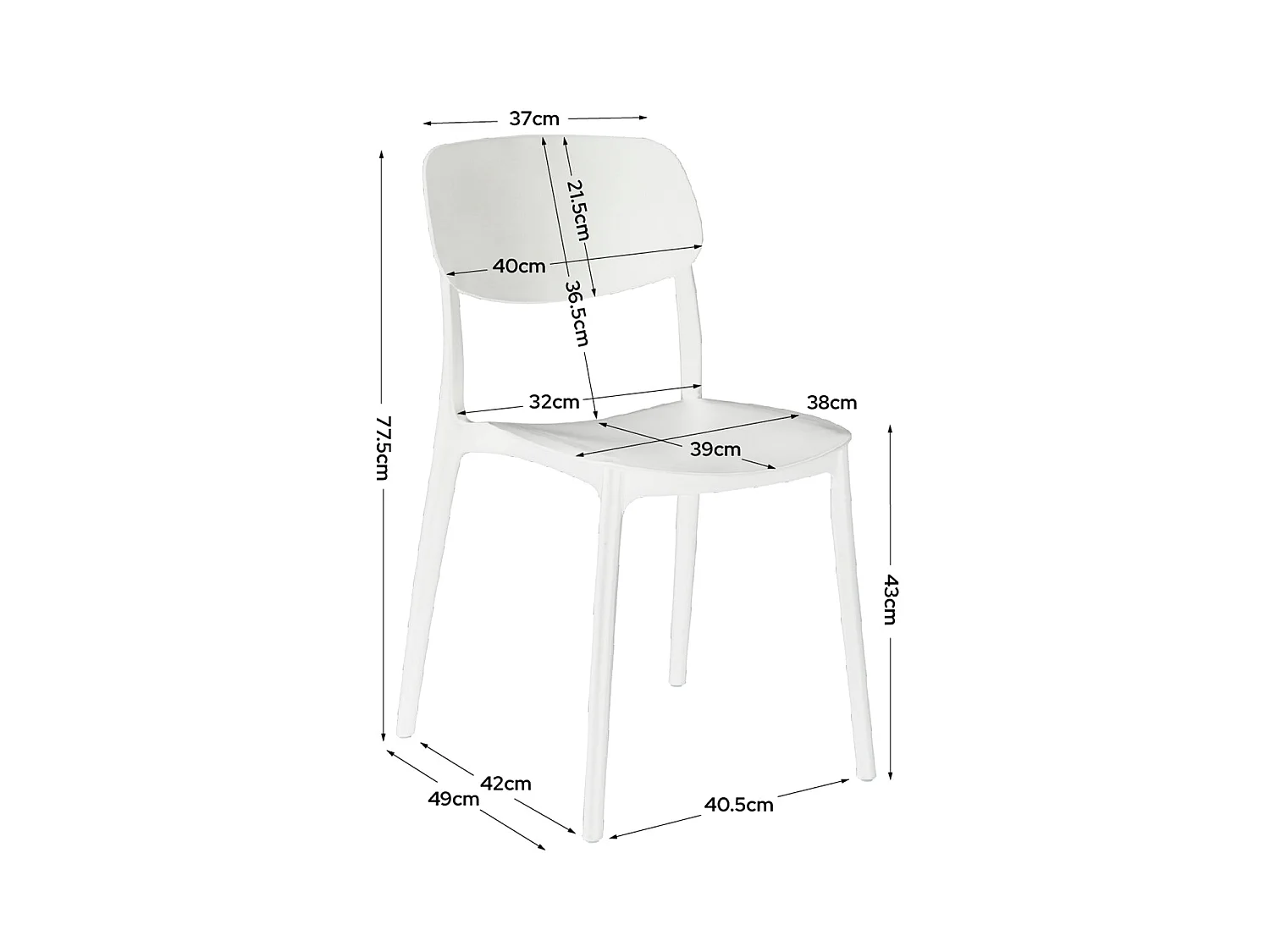 Set de 4 sillas dixie  blanco para hogar moderno mueble de almacenaje  - Homekit