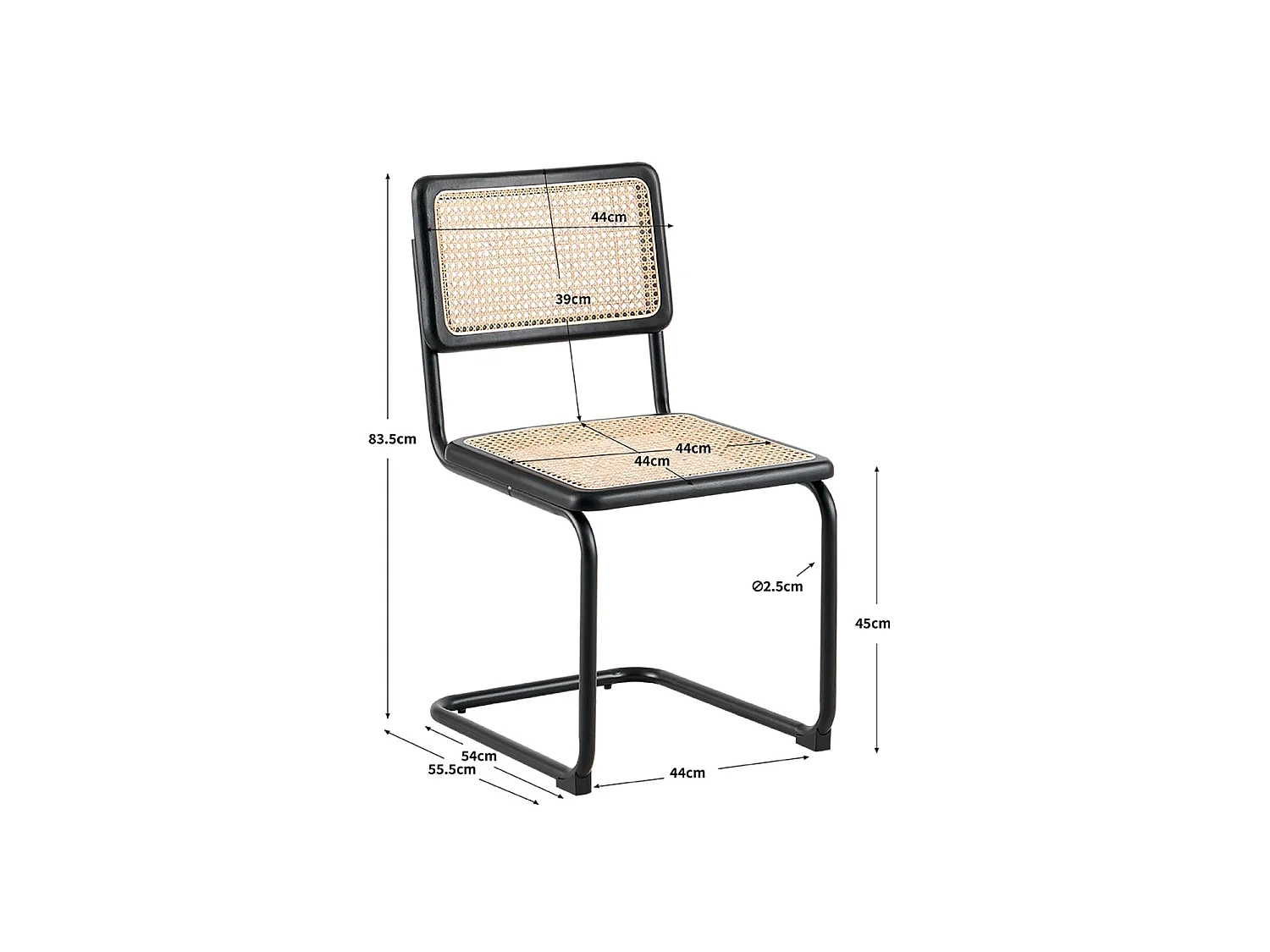 Set de 4 sillas de comedor en ratán karyn  negro para hogar moderno mueble de almacenaje  - Homekit
