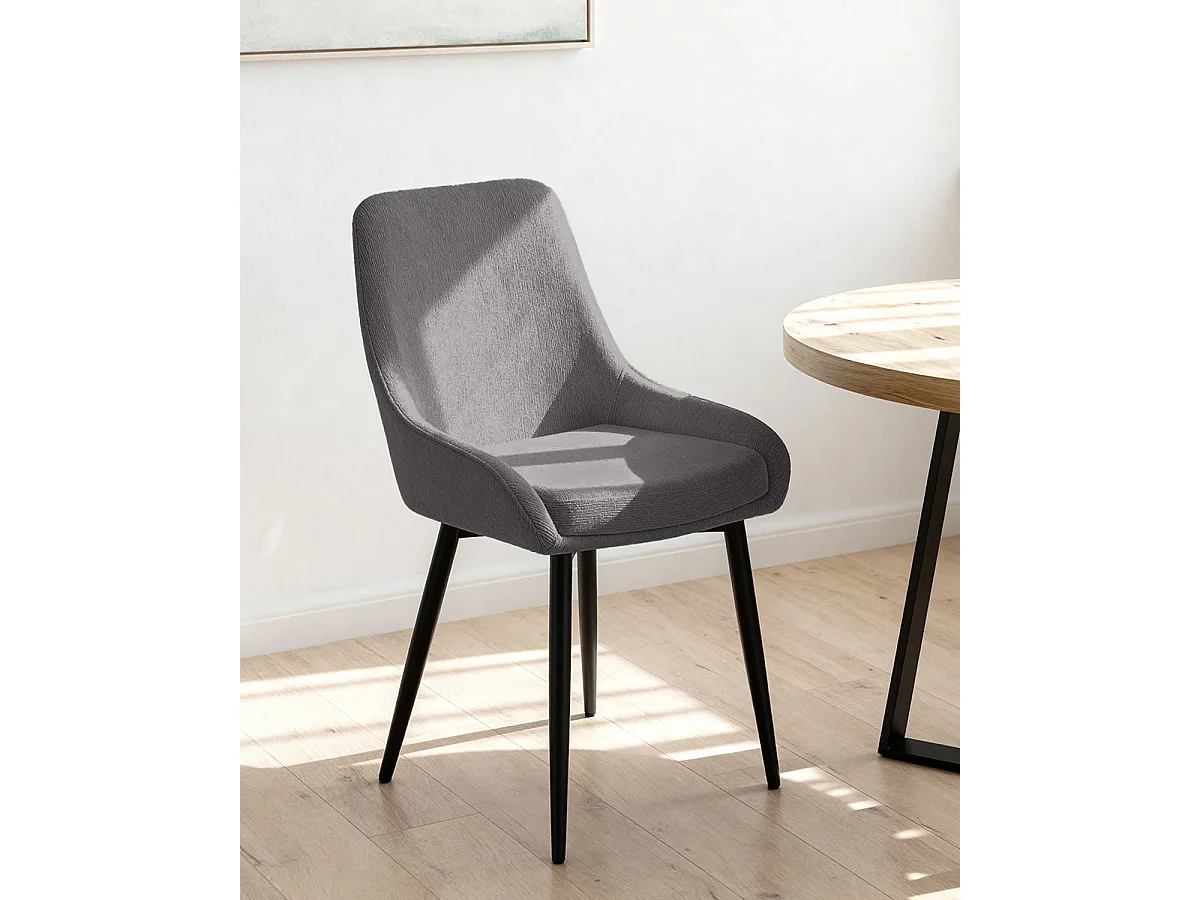 Set de 4 sillas de comedor tapizadas jackie oscuro  gris para hogar moderno mueble de almacenaje  - Homekit