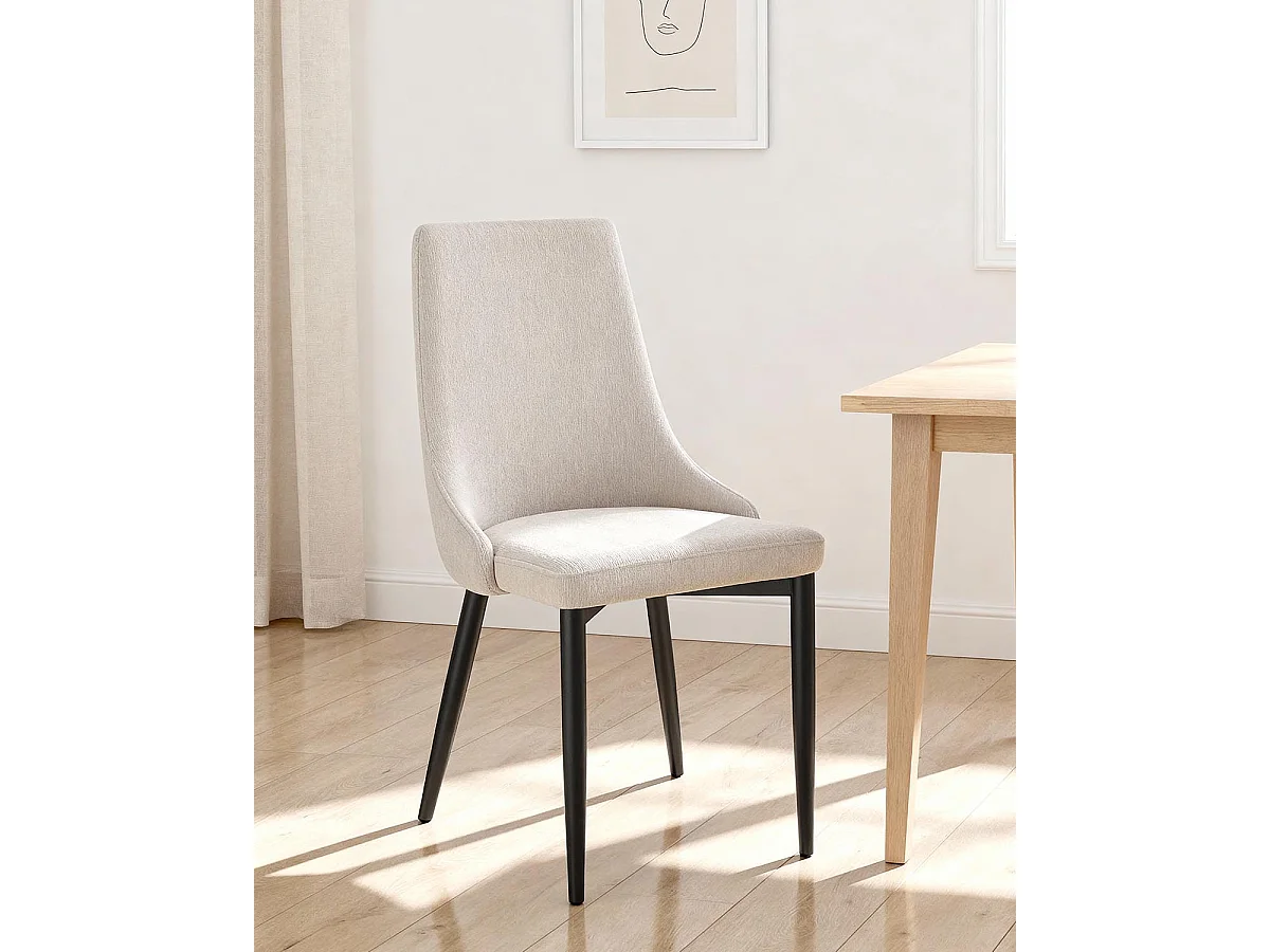 Set de 4 sillas de comedor tapizadas agnes  beige para hogar moderno mueble de almacenaje  - Homekit